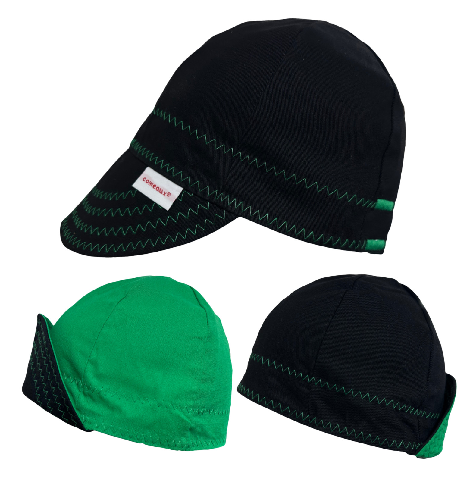 New 1 Comeaux Caps Welding Welders Hat Reversible Black with colored stitching