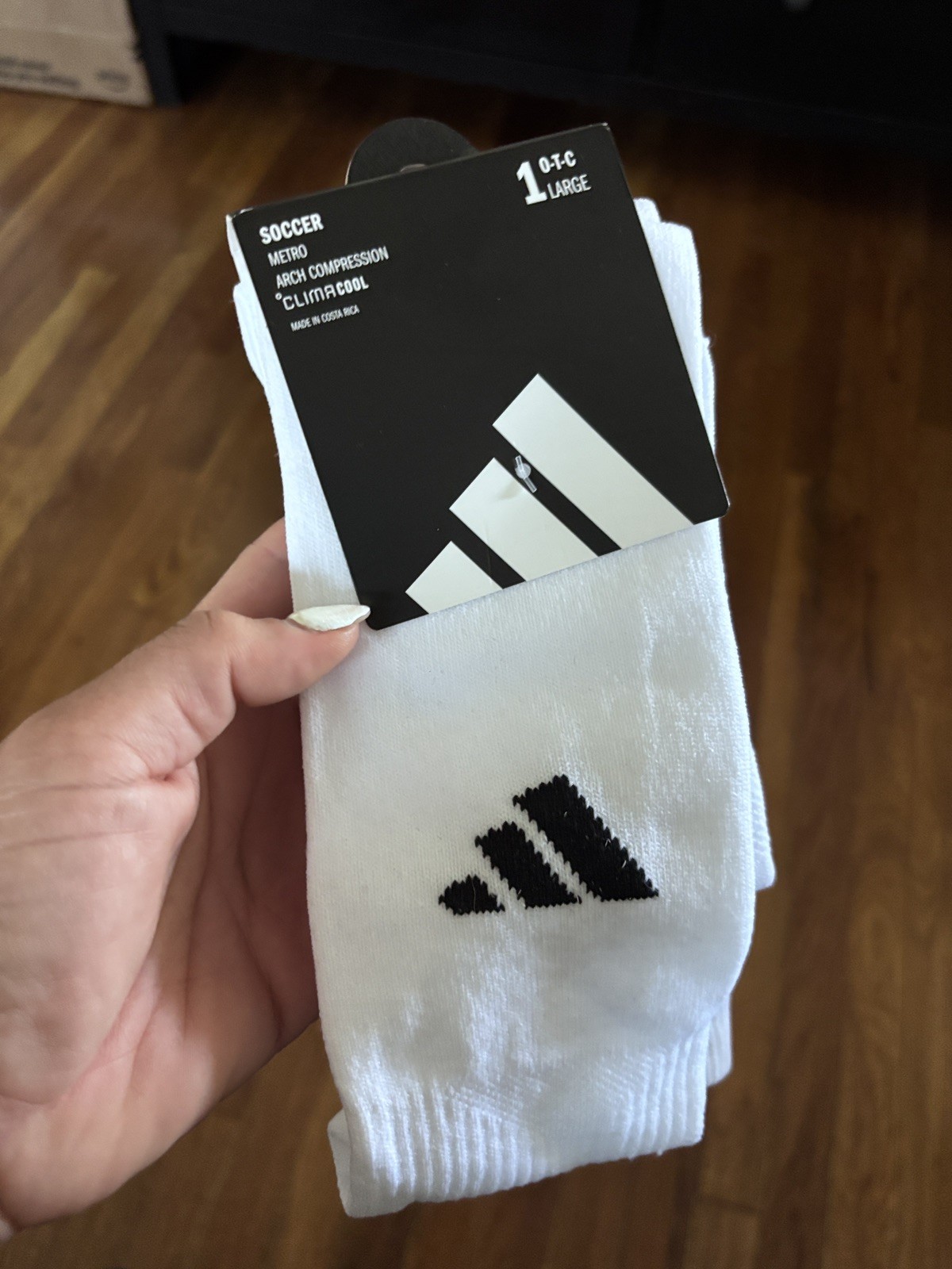 Adidas Metro Over-the-Calf Soccer Socks – White/Black, L, NWT