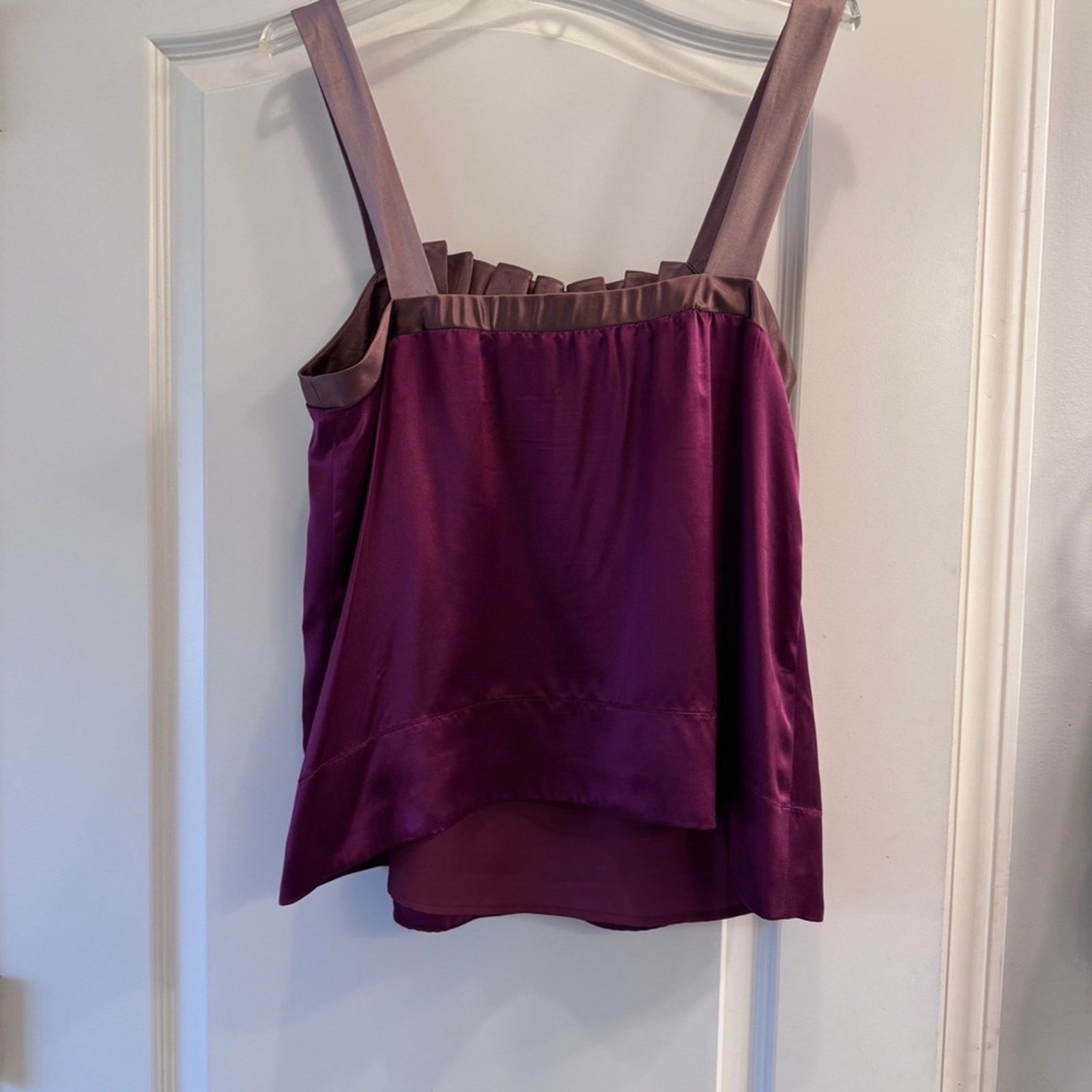 Plum Silk Bow Detail Tank Top Size Large Dressy Cami