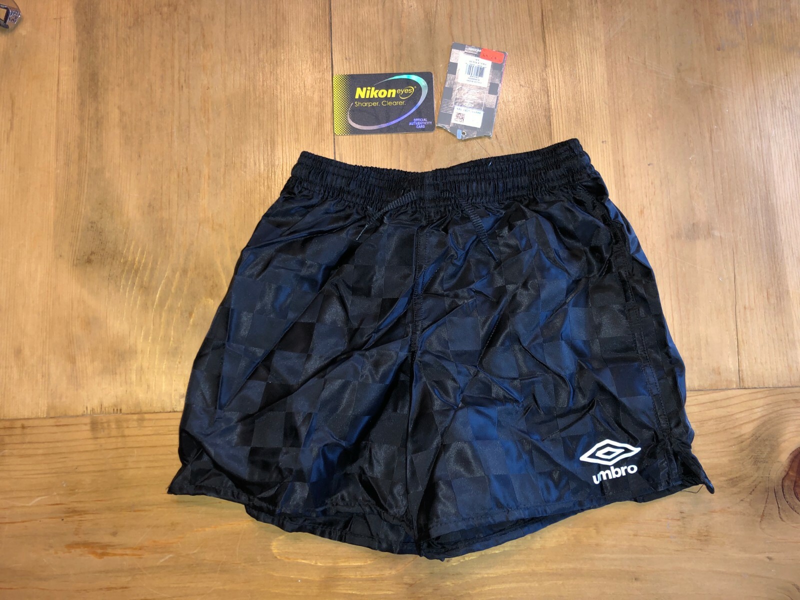UMBRO Black Checkered Kids Soccer Sports Athletic Shorts 3XS-2XS-XS-S-M-L-XL