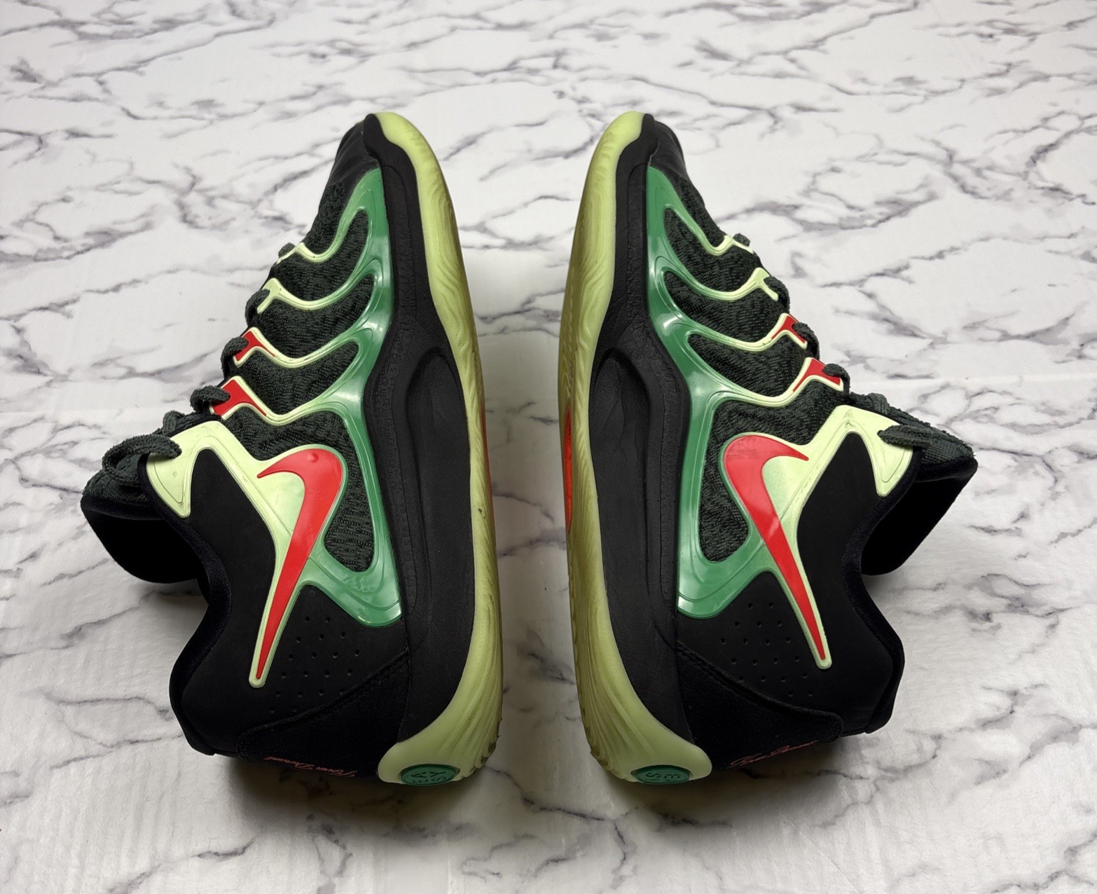 Nike KD 17 Easy Money Sniper Size 12 Green Glow In Dark Bottoms FJ9487-002 READ