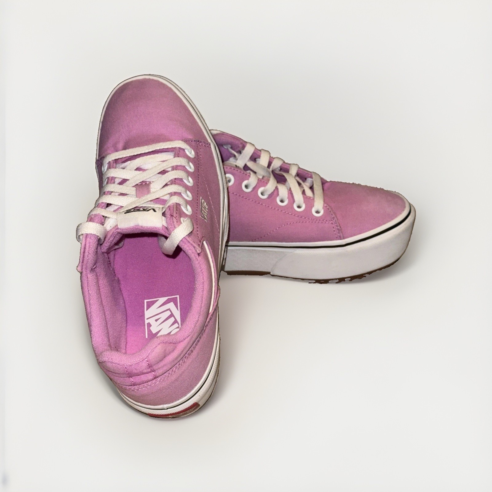 Vans Seldan Platform Honeysuckle Pink Canvas Low Top Skate Shoes Sneakers Size 8