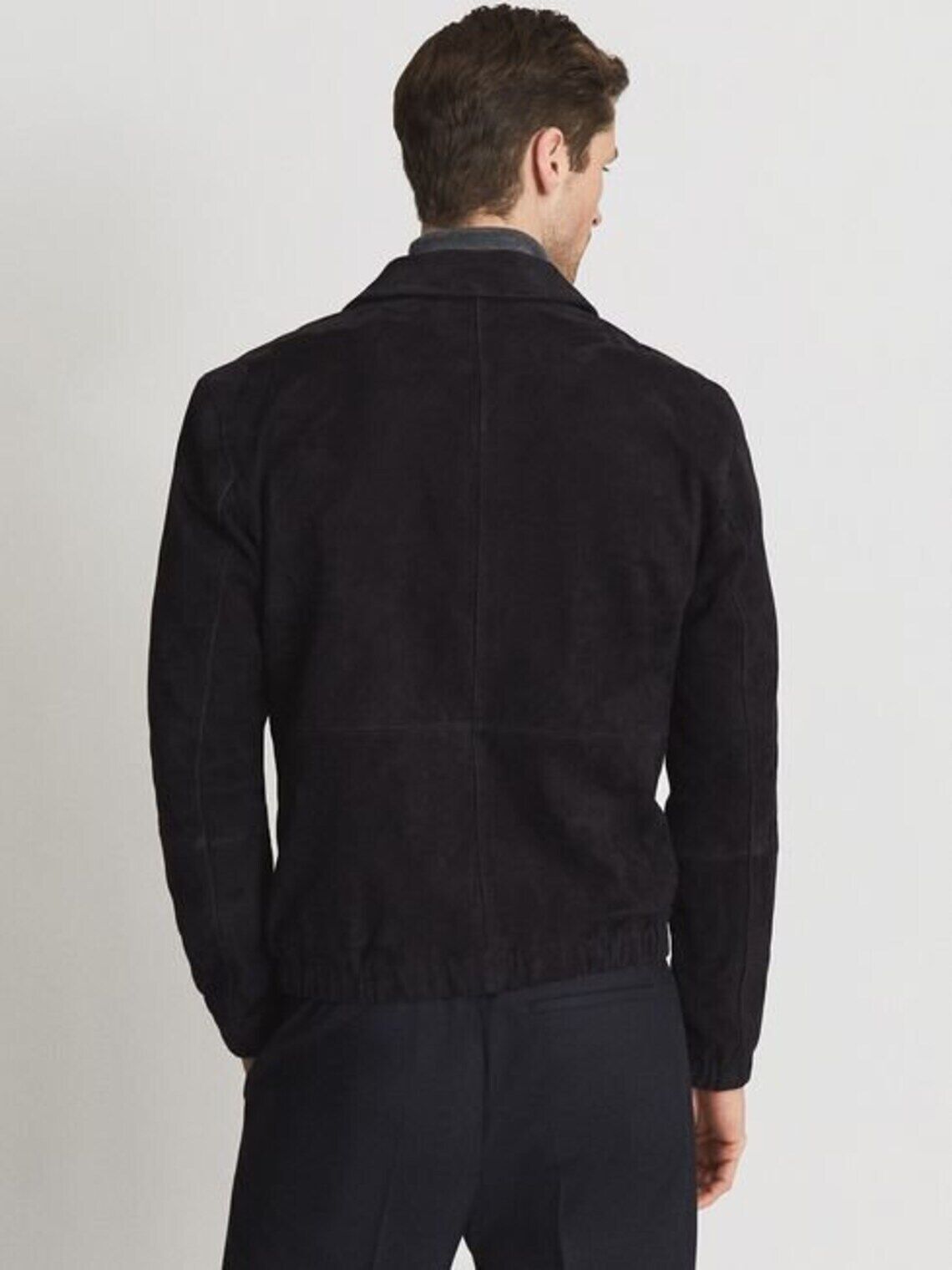 Men’s Black Bomber Leather Jacket Pure Suede Size S M L XL XXL Custom Made – 067