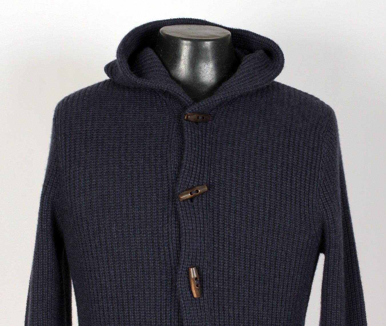 Brunello Cucinelli Cashmere Hooded Toggle Sweater – 52 M/L – Blue – $3495 Retail