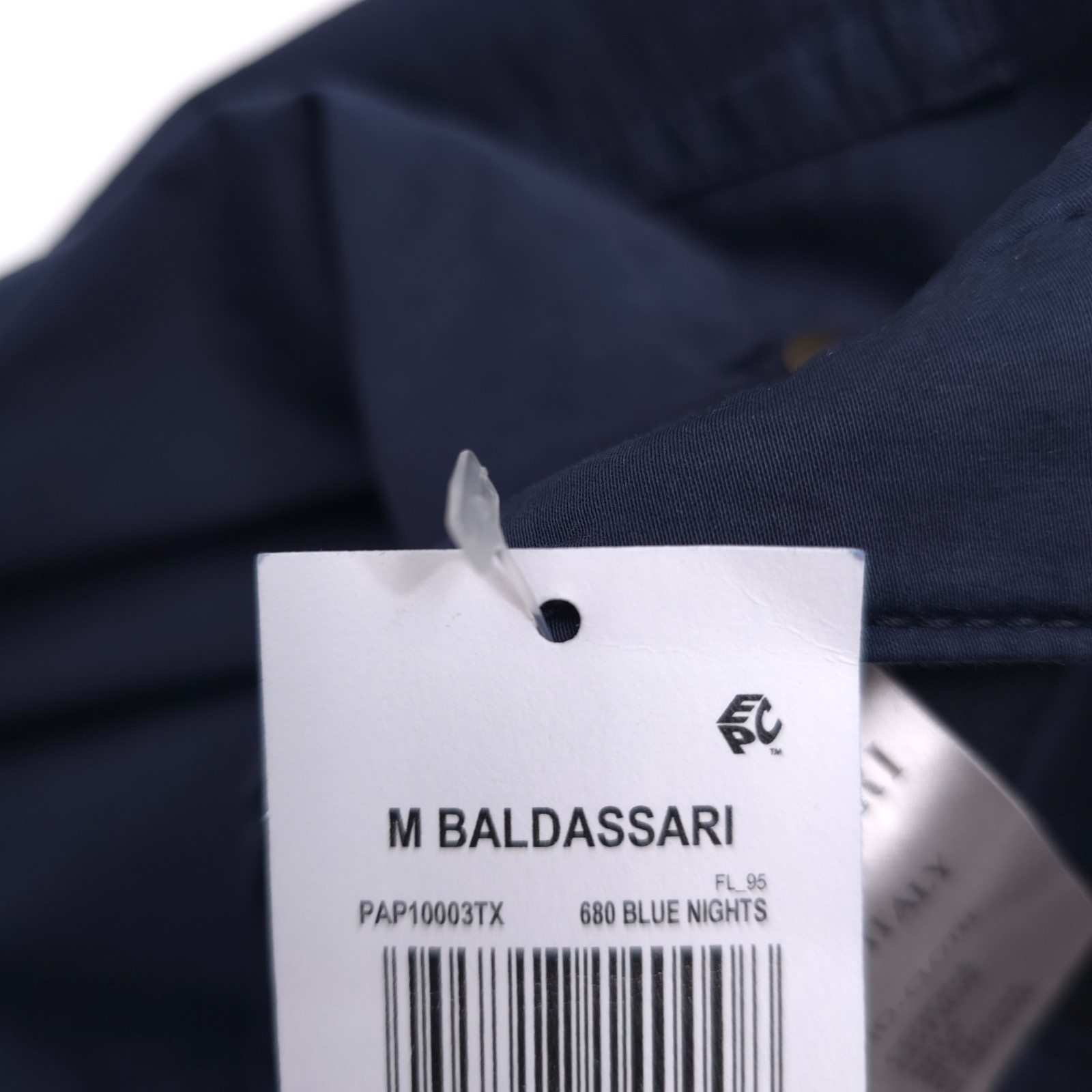 Maurizio Baldassari 5-Pocket Pants Mens Italy 52 Slim Blue Night Cotton & Silk