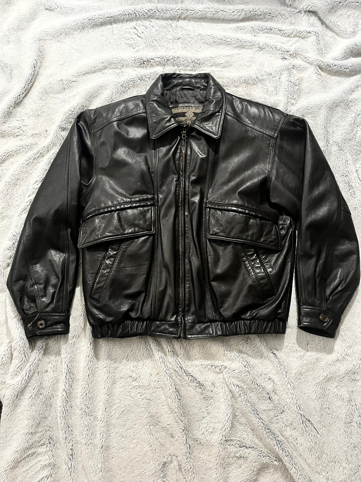 Vintage Y2K | Members Only | Dark Brown Genuine Leather | Bomber Jacket Medium