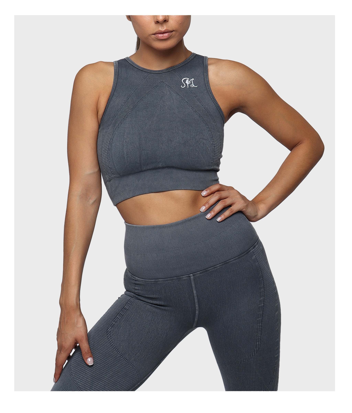 Blue Acid Wash Top & Leggings
