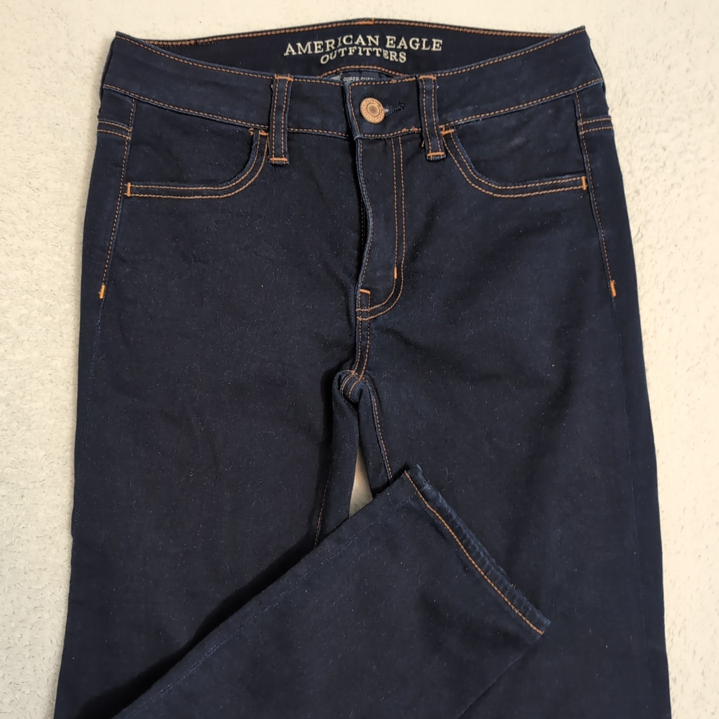 NEW American Eagle Jeans Womens 6 Reg Blue Dark Wash Super Stretch Jegging Crop
