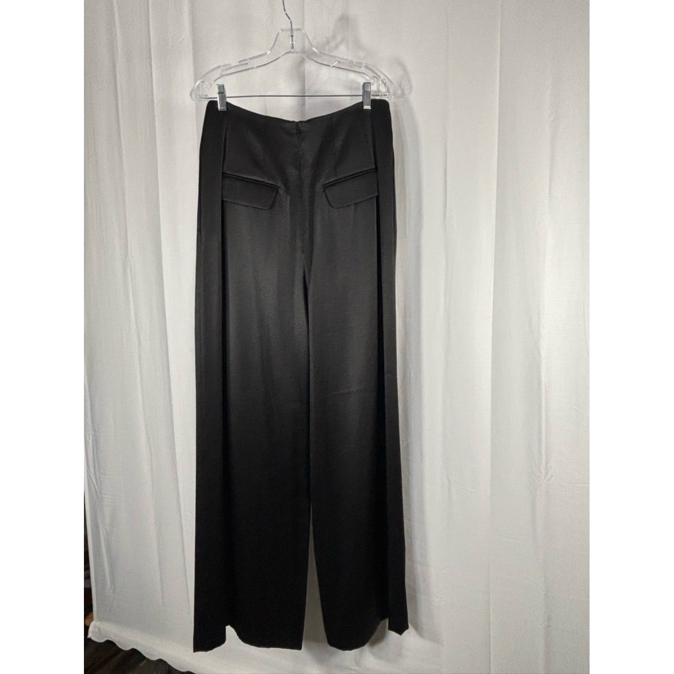 NWT KALLMEYER Madelynn Classic Black Satin Wide Leg Trousers Size 10