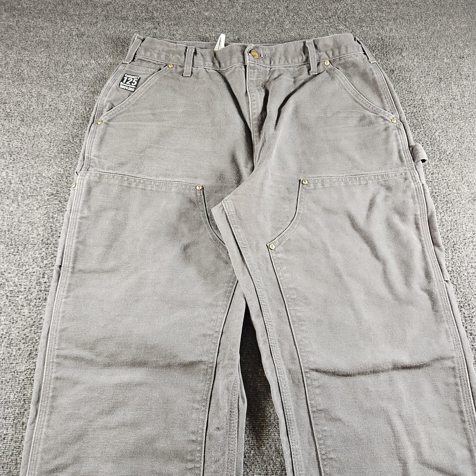 Carhartt Pants Mens 36×34 Gray Canvas Double Knee Carpenter B01 GVL Made USA