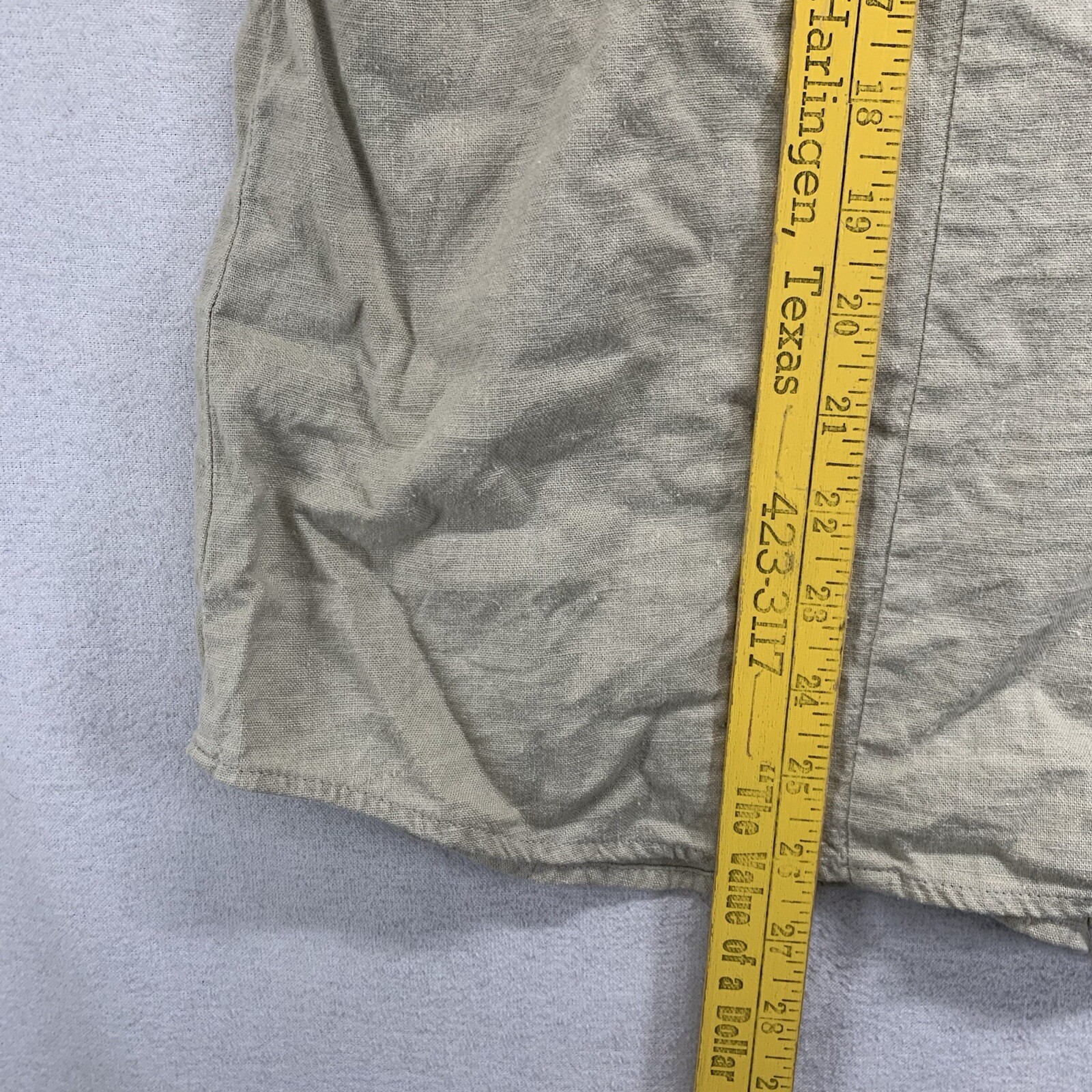 Women’s 16W Button Down Collar Top Linen Cotton Natural Neutral Earthy Pockets