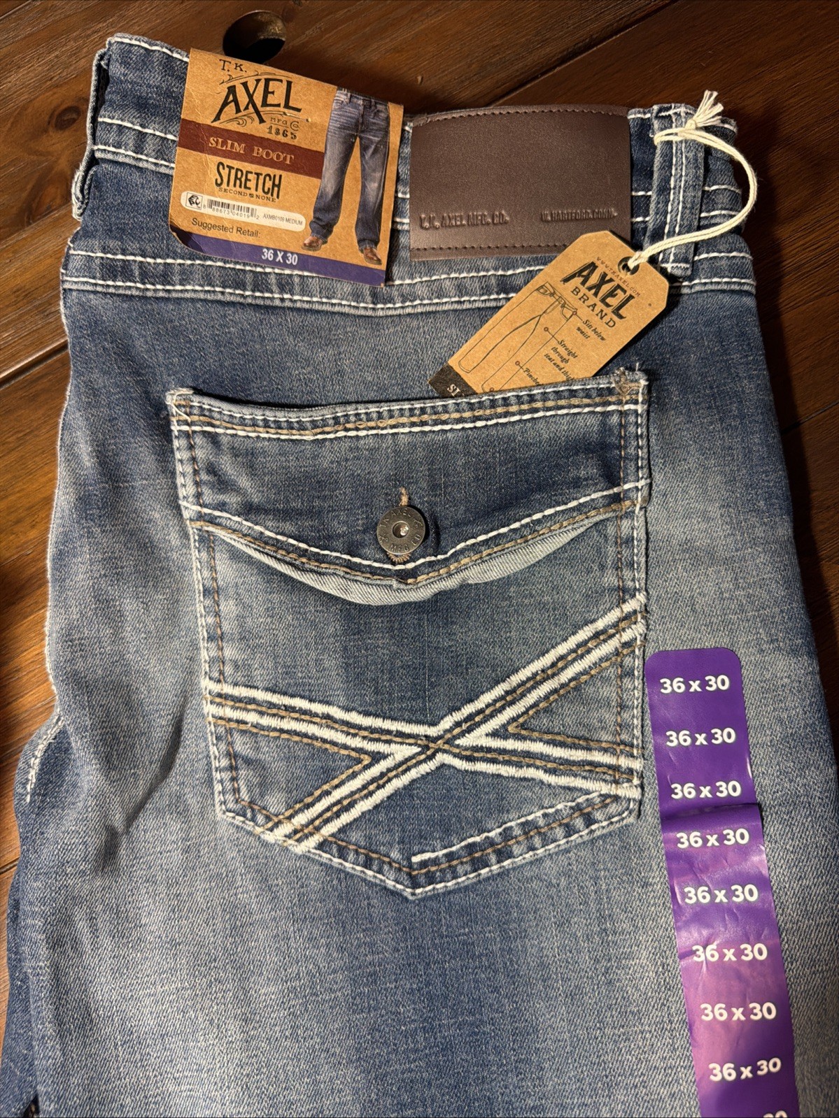 T K Axel Men’s Slim Bootcut Stretch Jeans 36×30 Medium Wash – NWT