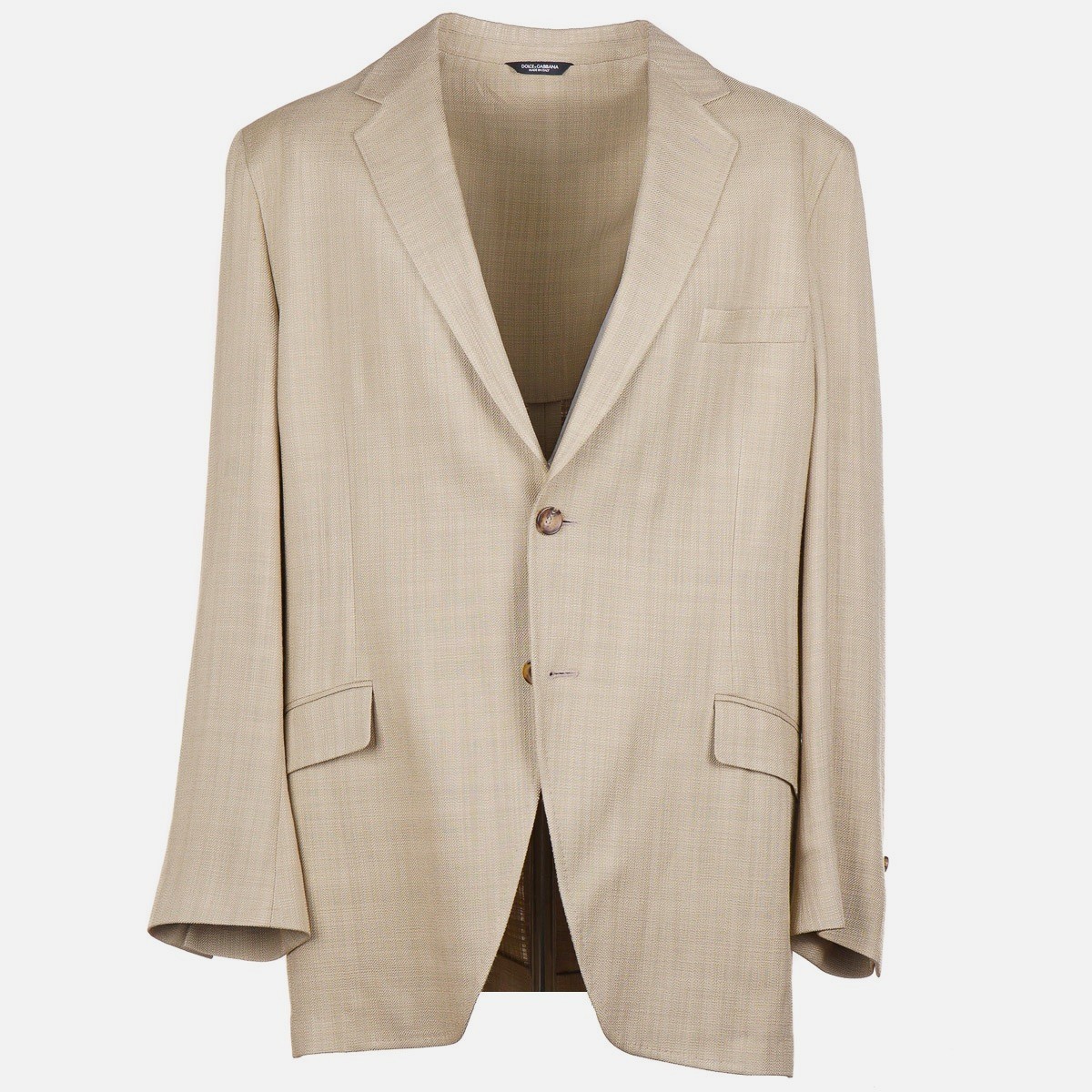 Dolce & Gabbana Woven Tan Pure Silk Blazer US 48L Long (Eu 58) Sport Coat