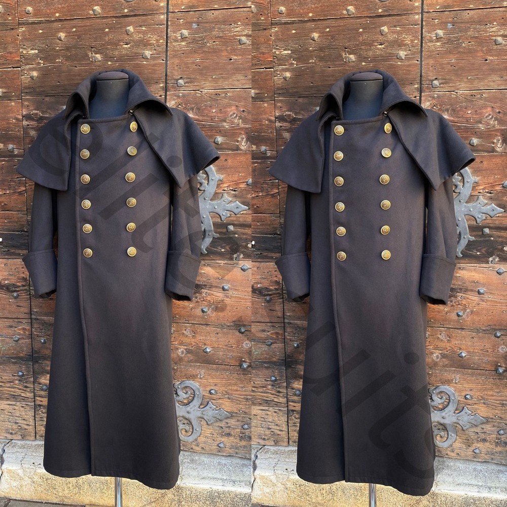 Vintage Men’s Overcoat with Cape Double Breasted Outdoor Warm Casual Long Coat