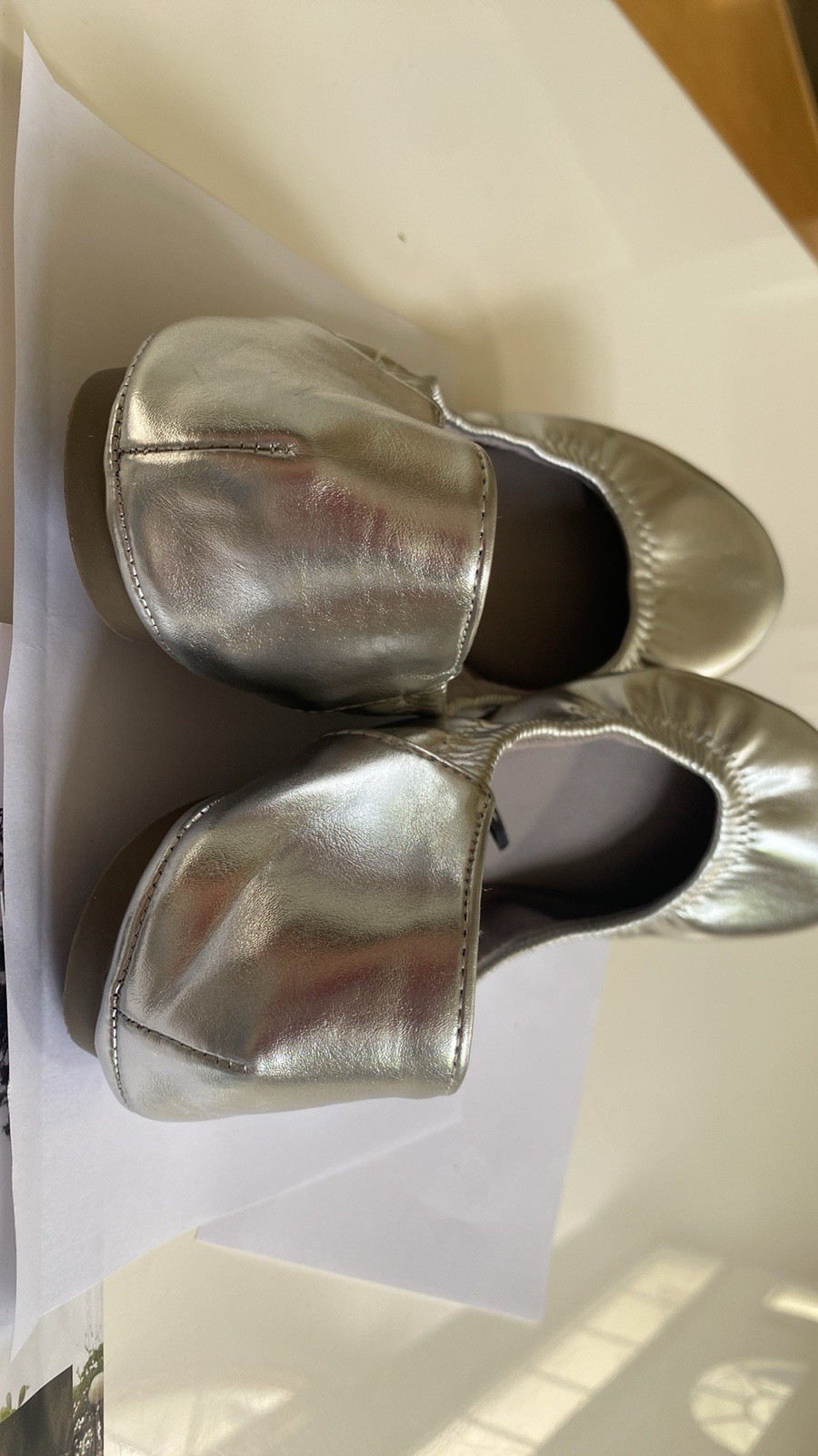 A.N.A Ana joy Silver Metallic Flexible Foldable Ballet Flats Memory Foam
