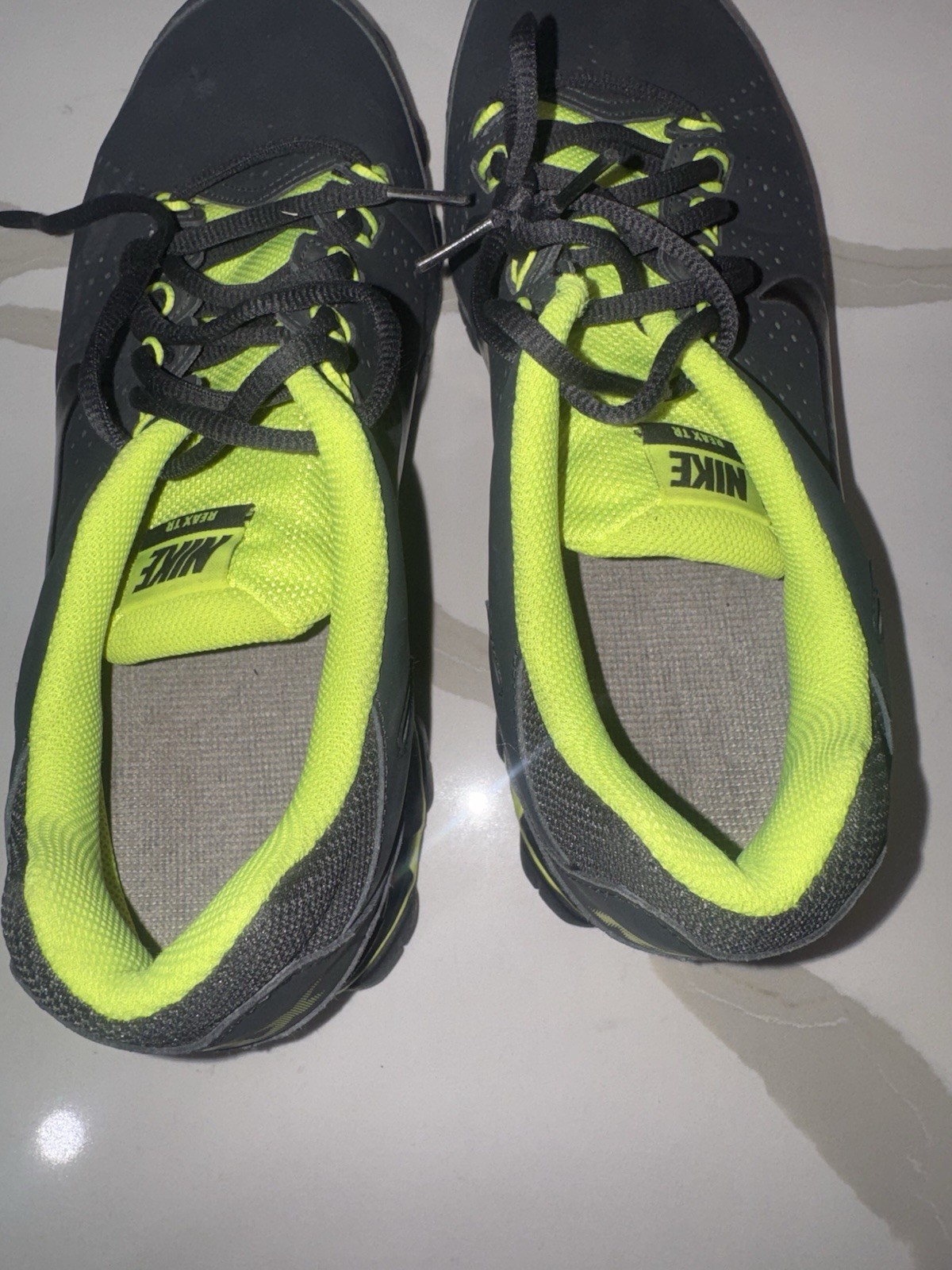 Nike Reax training shoes in an anthracite and volt green colorway Size 12