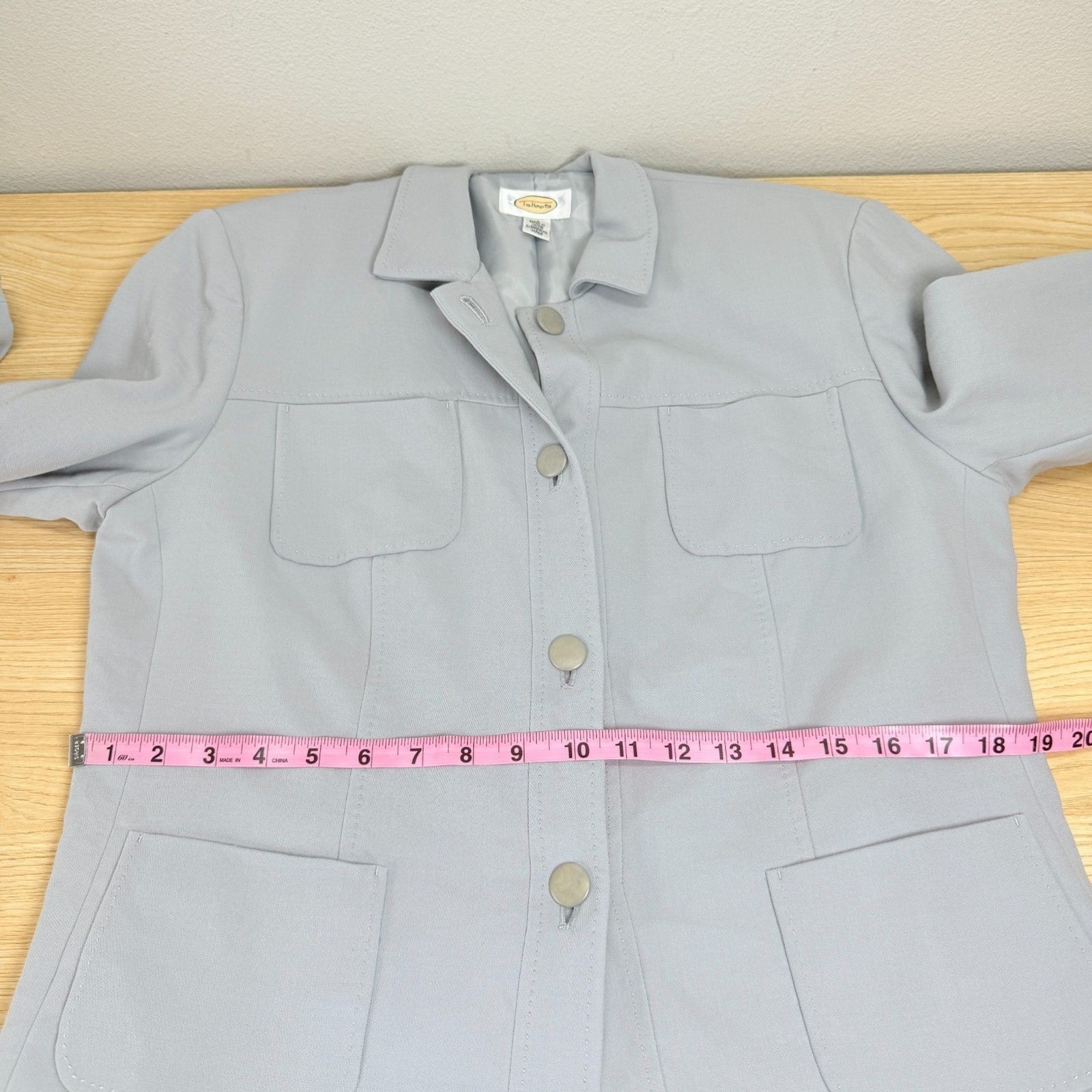 Talbots Wool Safari Utility Jacket Blazer Size 14 Light Blue Japan Vtg Career