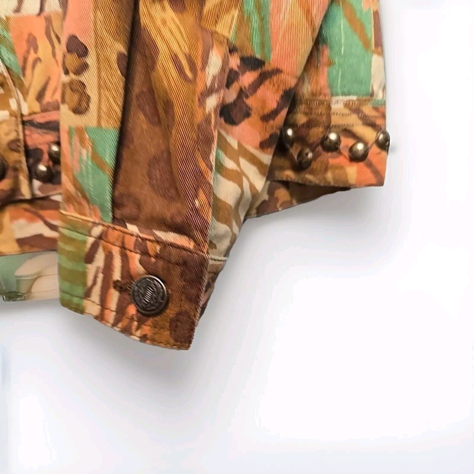 VTG Stonebridge Signature Womens Jacket Petit M Safari Animal Print Snap Front