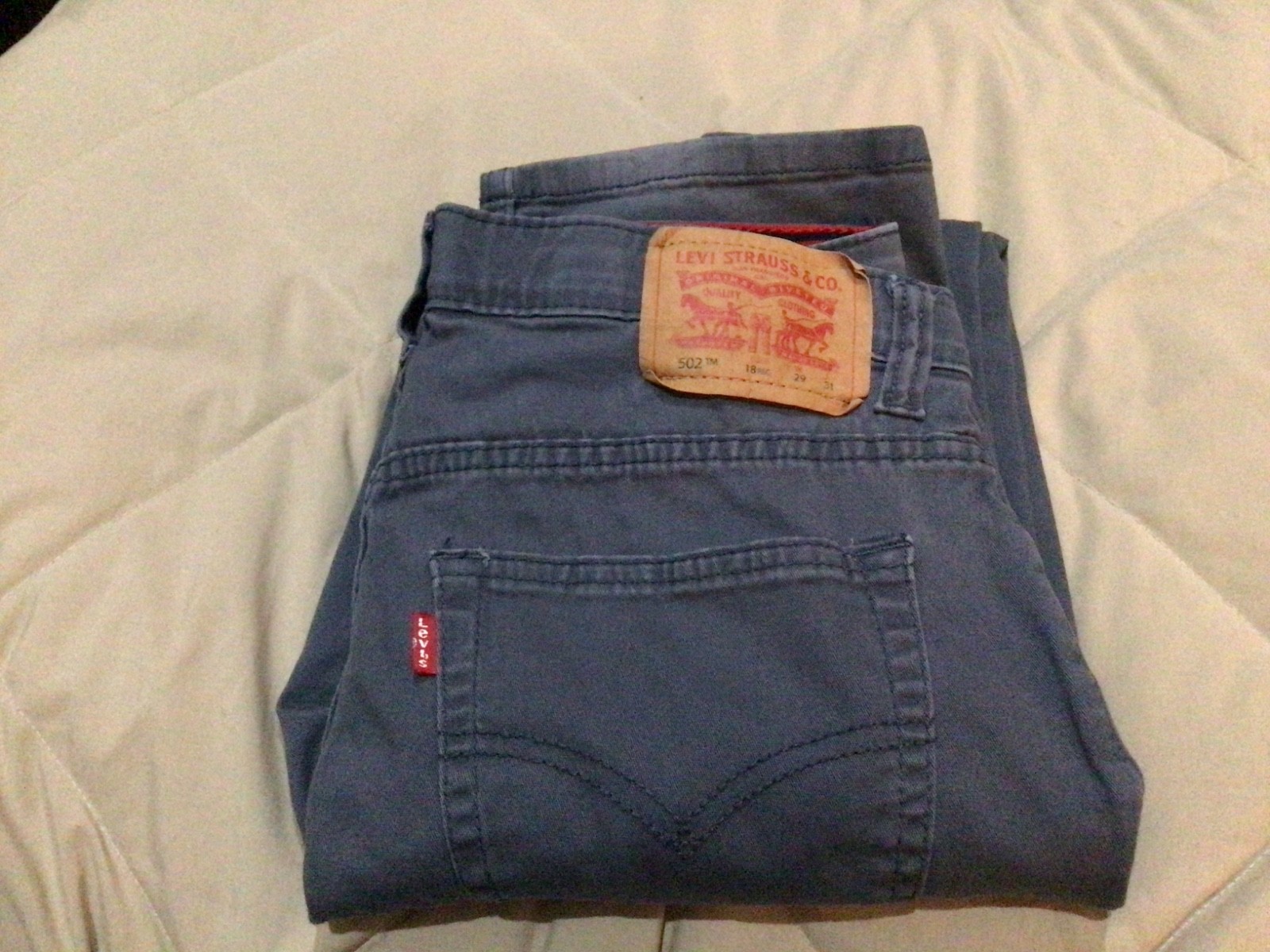 Levi’s Boys 502 Regular Chino- Dark Slate 29×31- 18 Reg Gray EUC