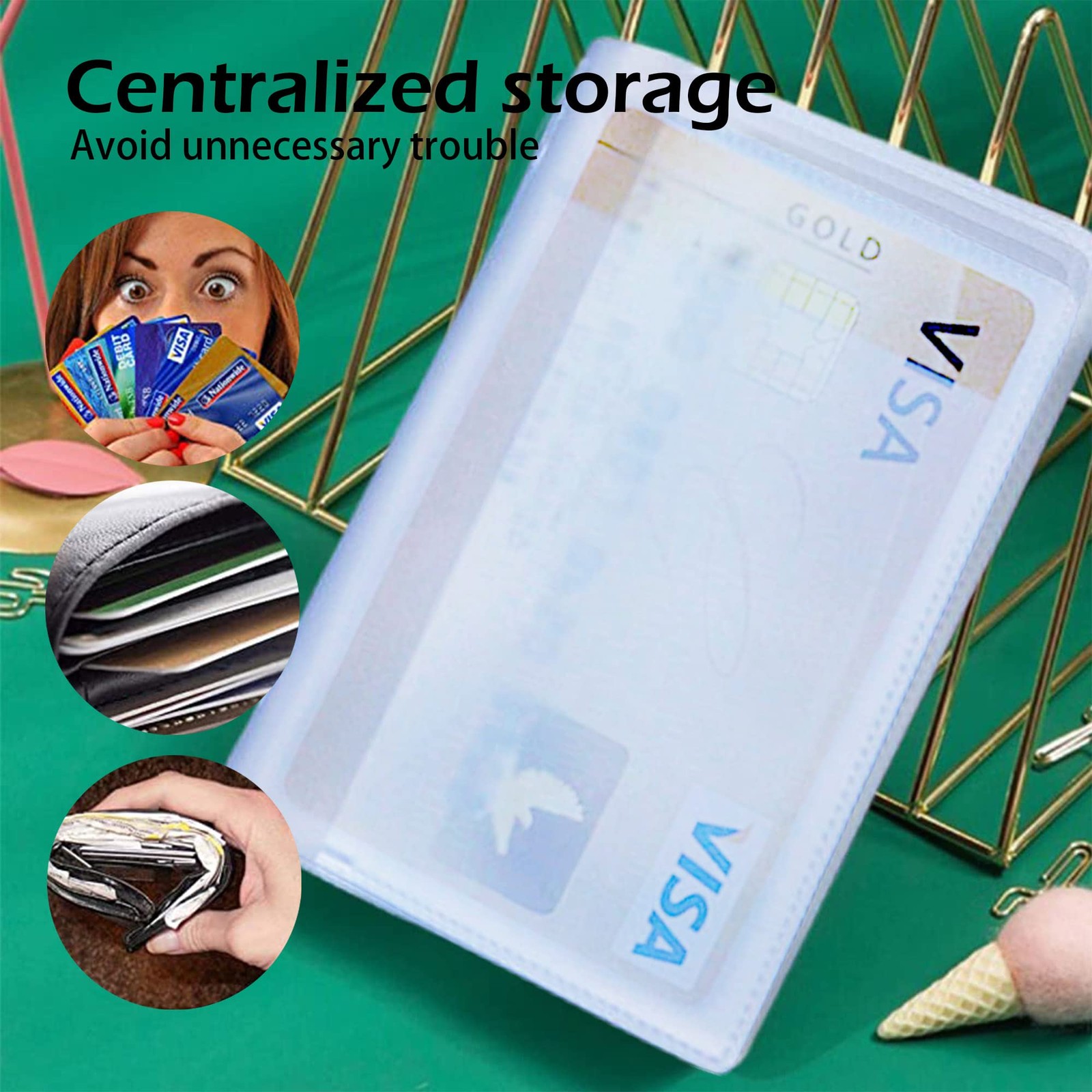 Lxnoap Plastic Wallet Insert Credit Card Holder Transparent 10 page 20 slots,…