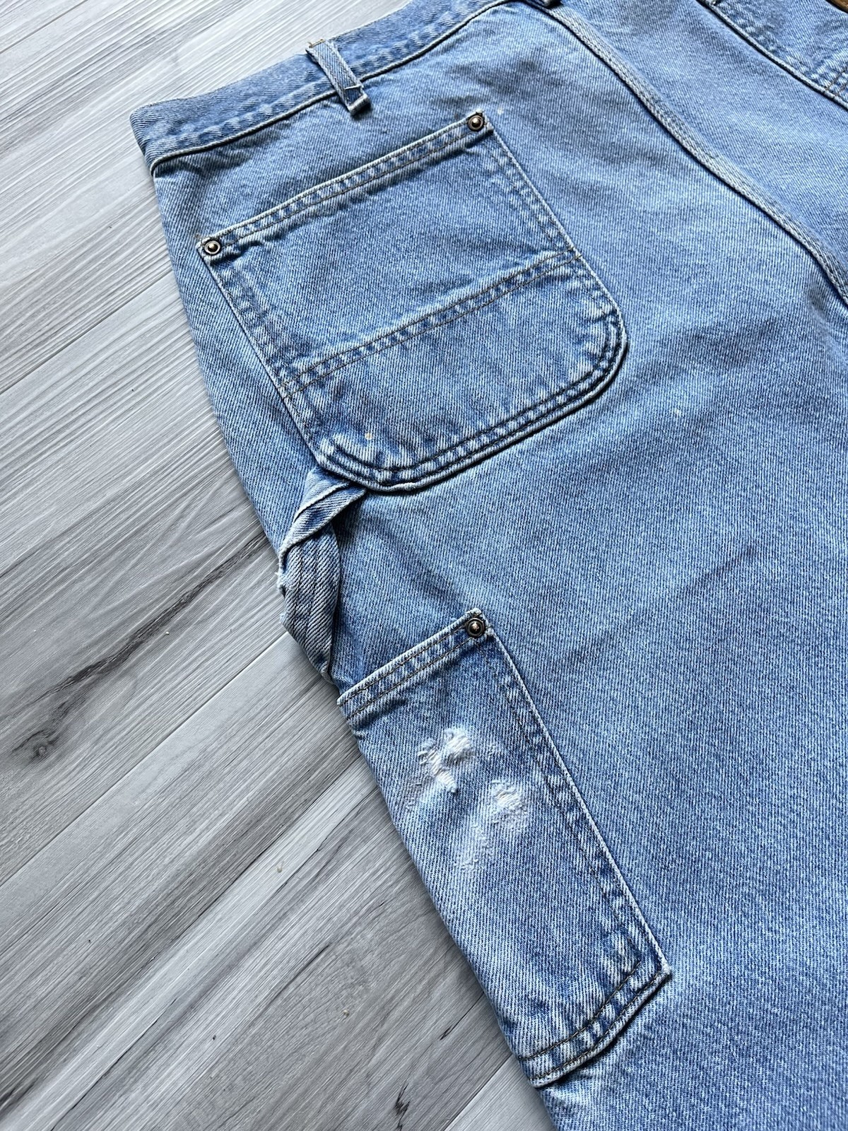 Vintage 2001 Carhartt B73 DST Double Knee Light Wash Jeans – 36×31 MADE IN USA