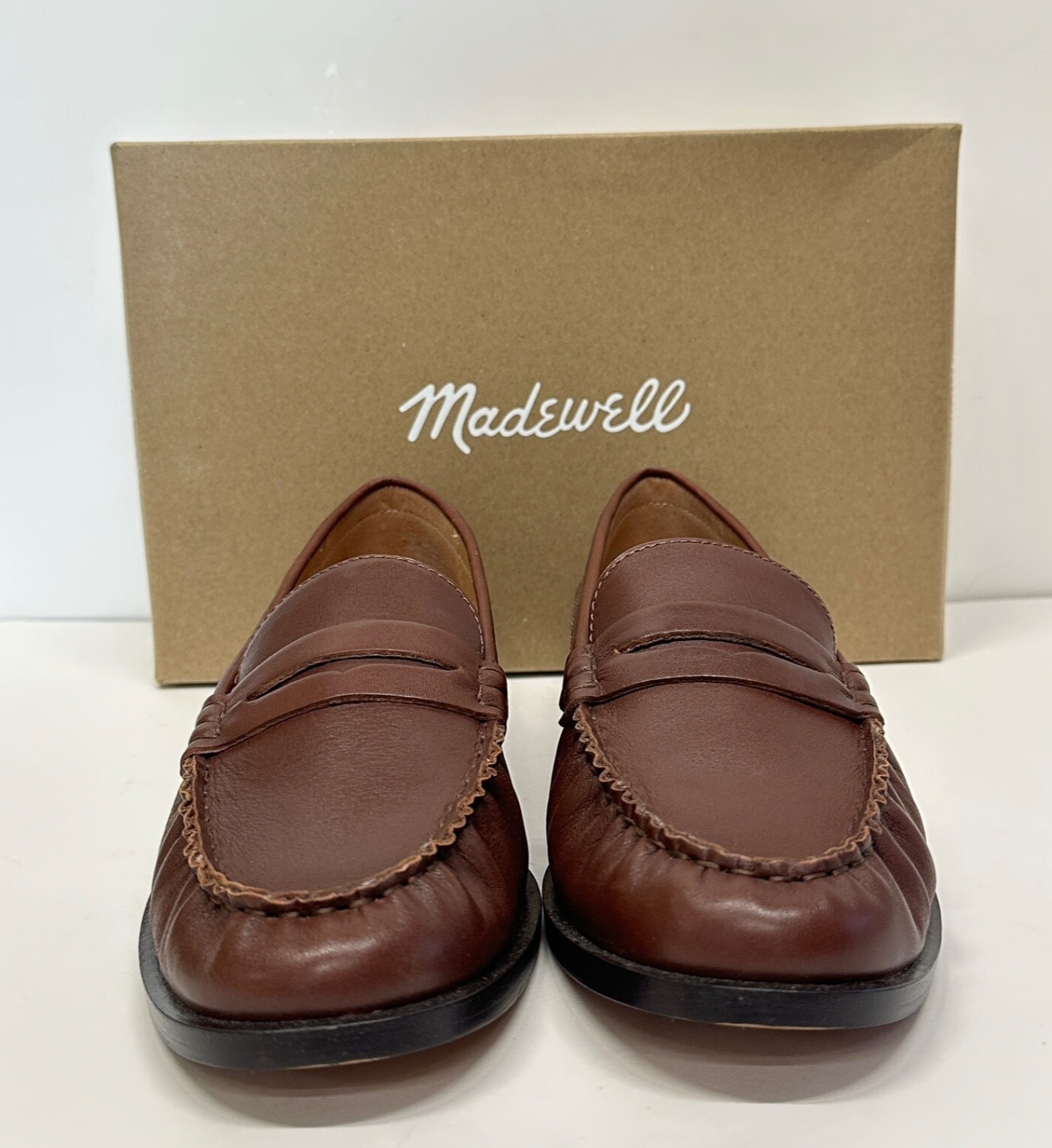 Madewell NYE Penny Loafers Vachetta Leather NJ256 Apple Butter Brown Size 8