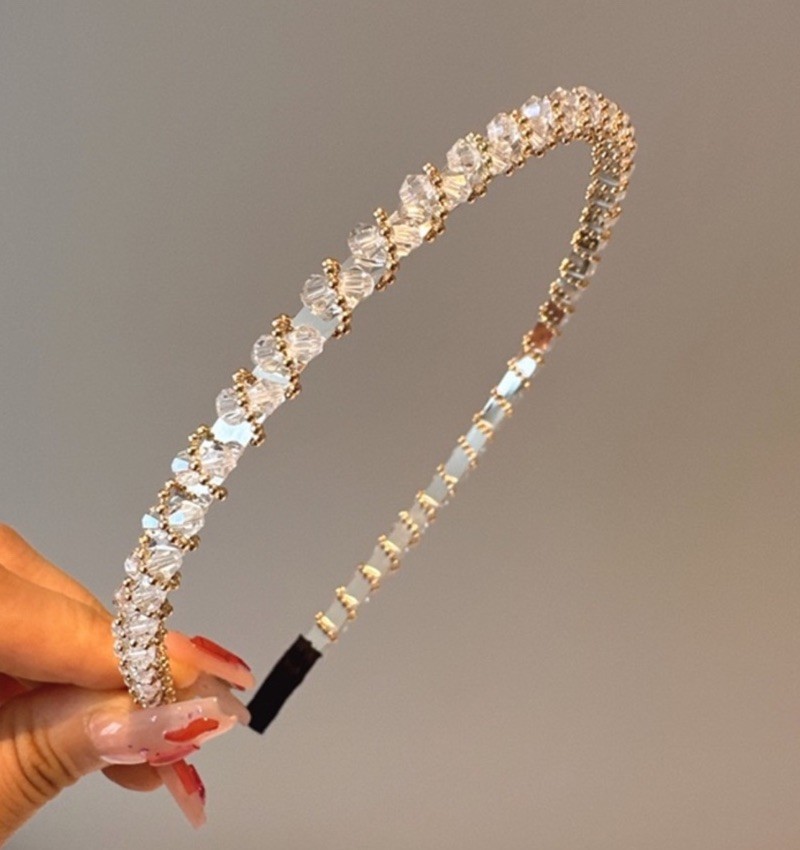 Clear Crystal Beads Headband Glamour Holiday Fashion Gold Crystal Headband