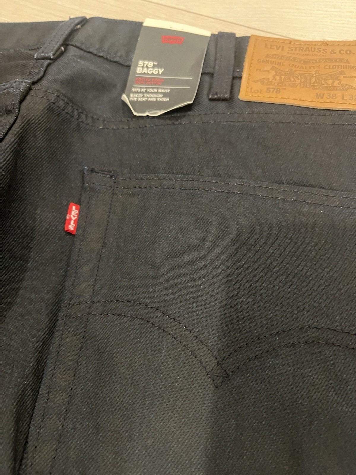 Levi’s 578 Baggy Denim Big E Red Tab Jeans Men’s Size 38 X 32 Black