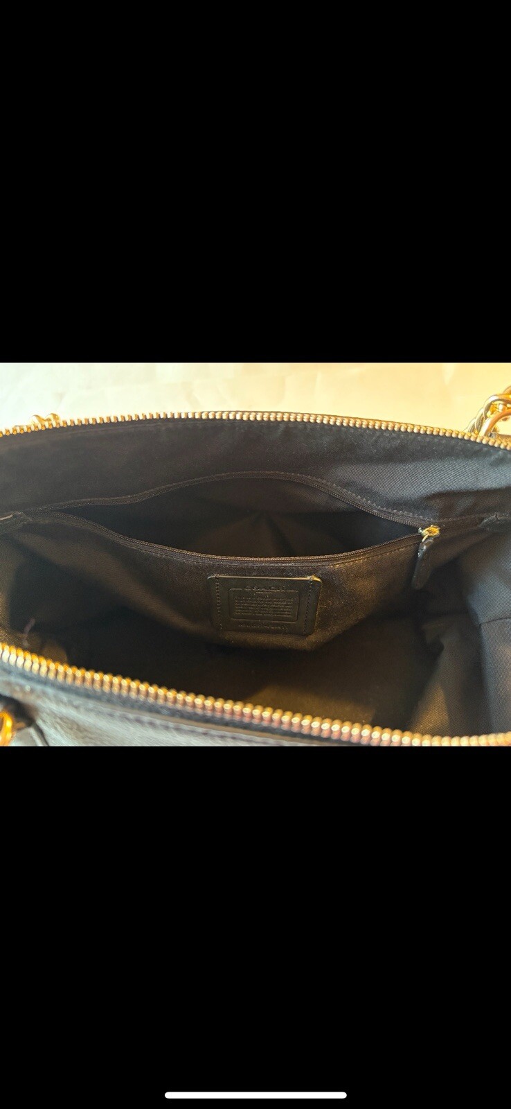 Ava Black Pebble Leather Chain Tote Bag by Coach