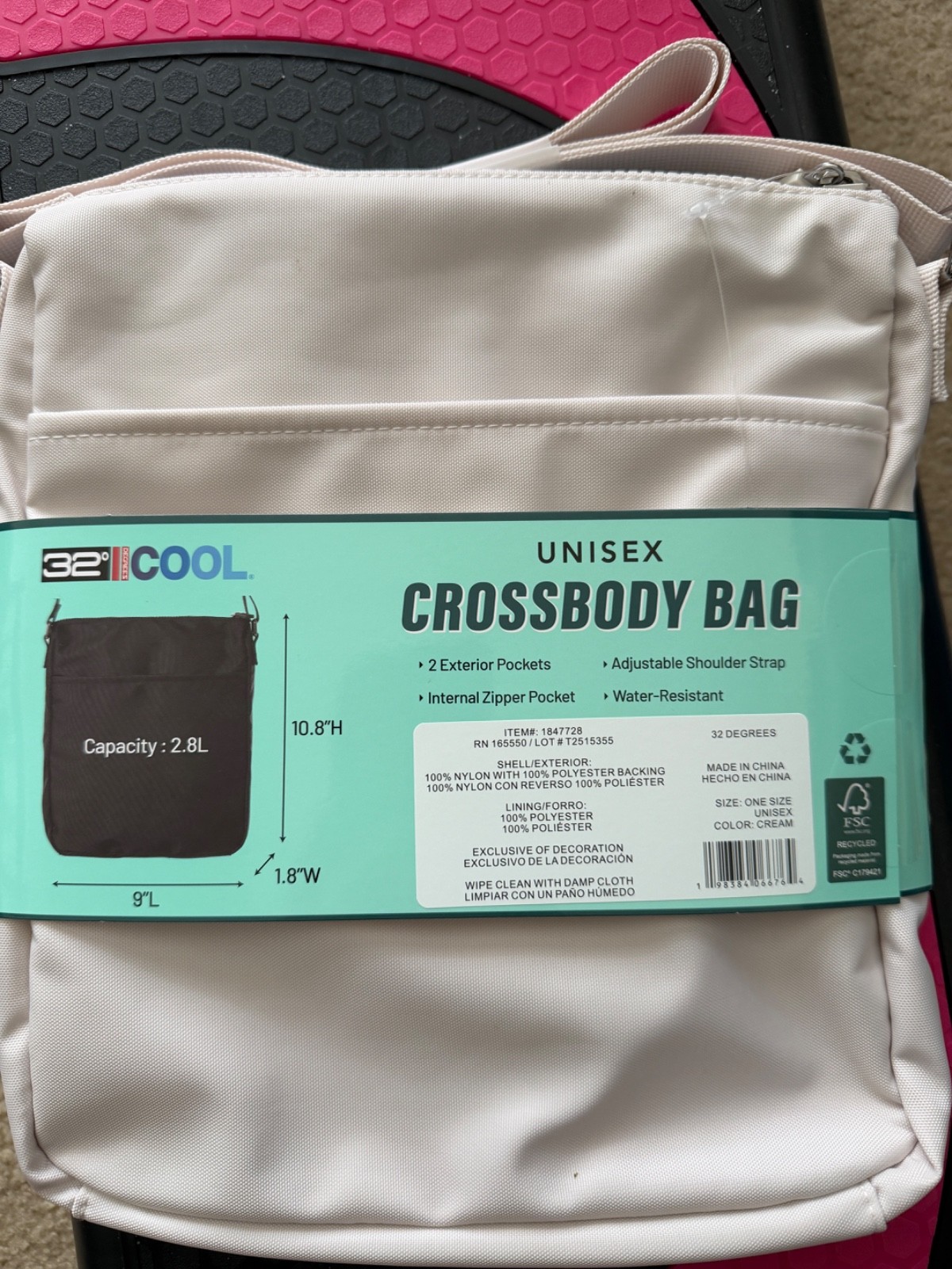 NWT 32 DEGREES COOL UNISEX CROSSBODY BAG White