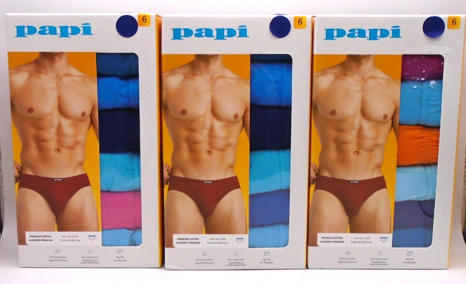 NEW MEN’S “PAPI 100% PREMIUM COTTON 6 PACK LOW RISE BRIEFS” Choose!