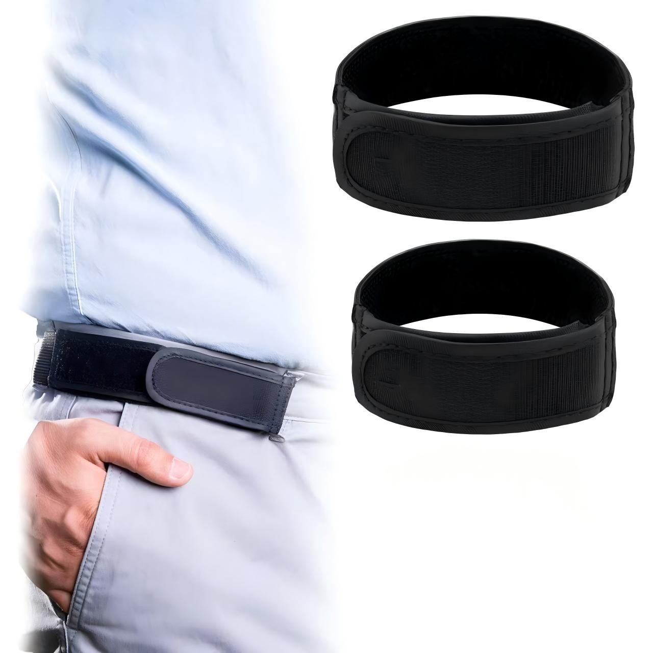 2PCS Buckle Free Elastic Waist Belt for Men Stretch Adjustable Comfort Fit
