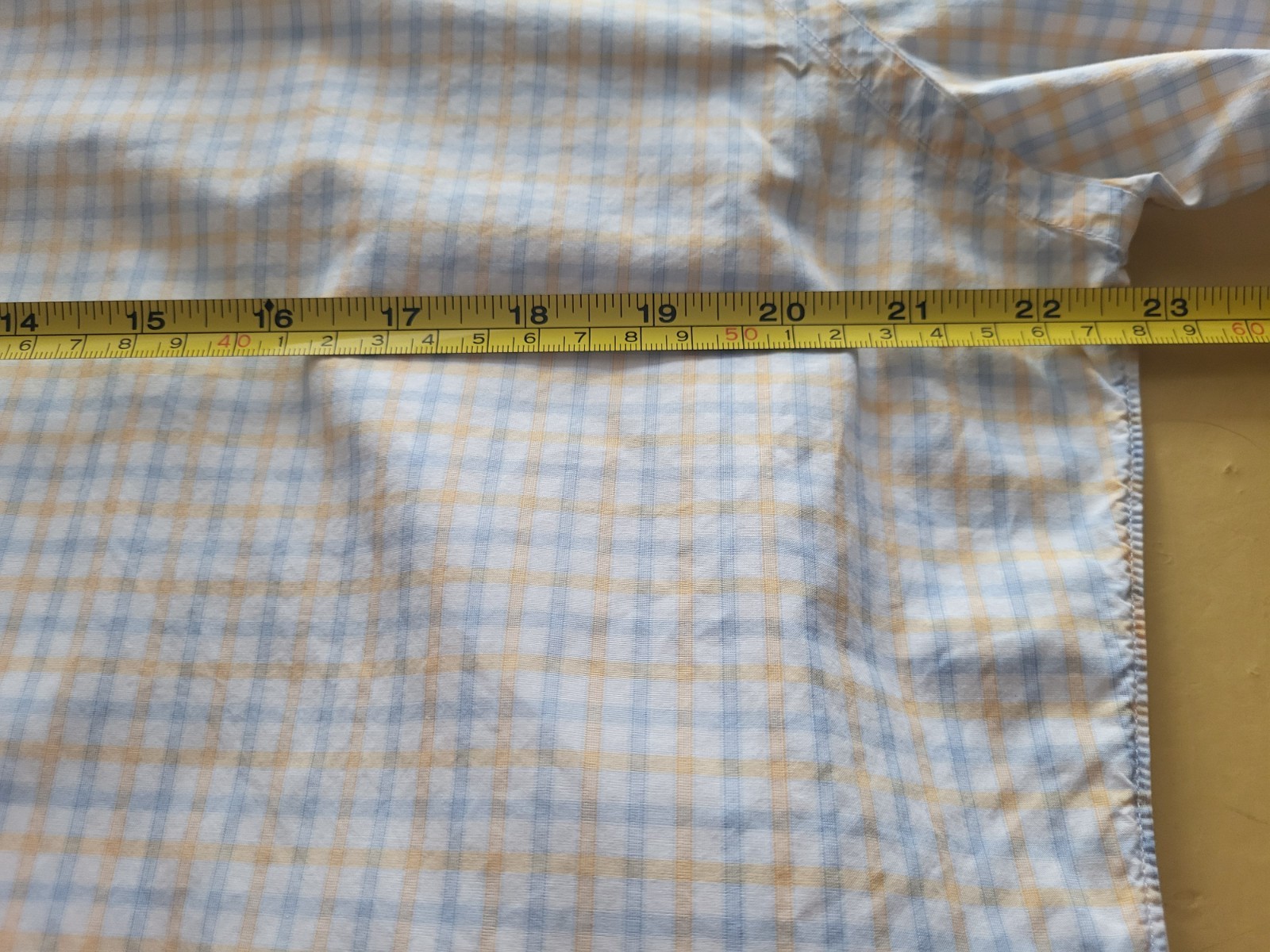 Corporate Image Men’s Plaid Button-Up Shirt Blue Yellow White Tailored Tom Jones