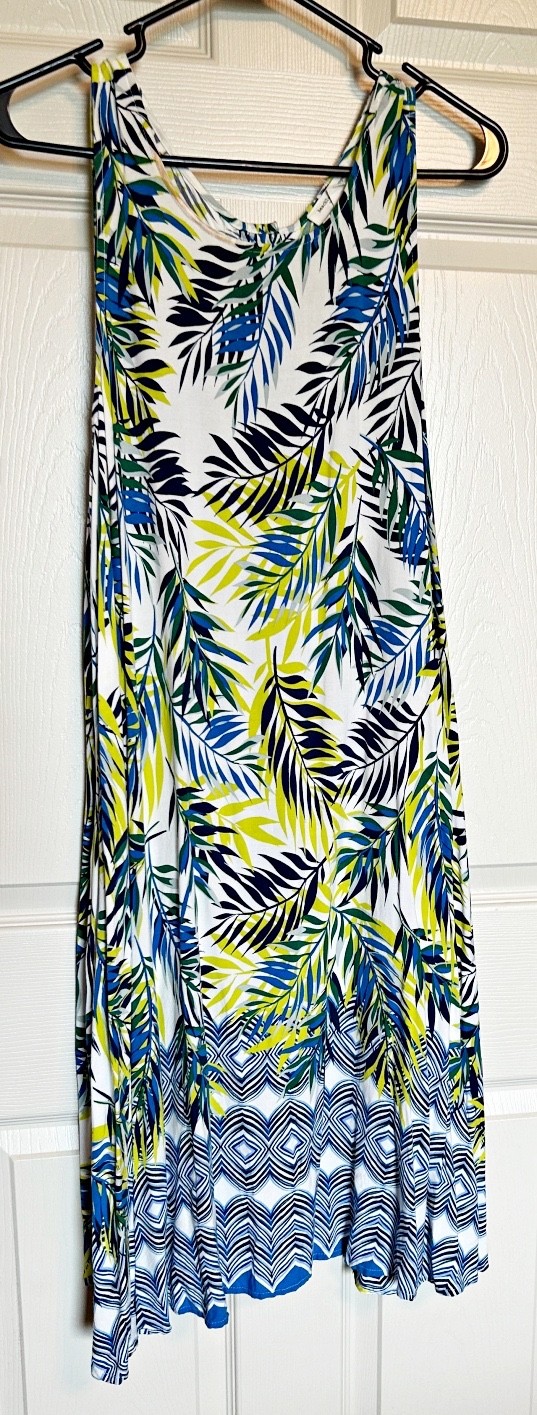 BeachLunchLounge Turquoise, Lime and White Tank Dress size L Beautiful