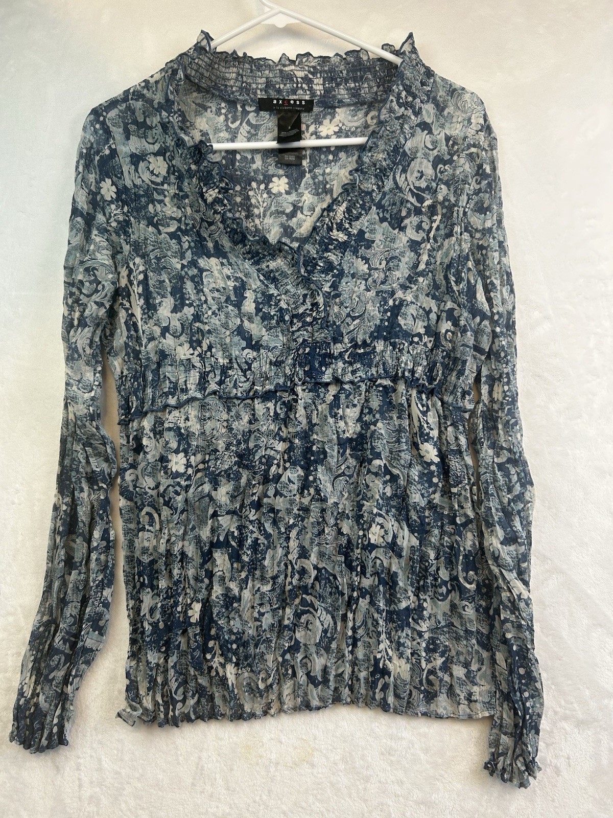 Intermix blue and white floral contrasting ruffles size 8 By Axcess
