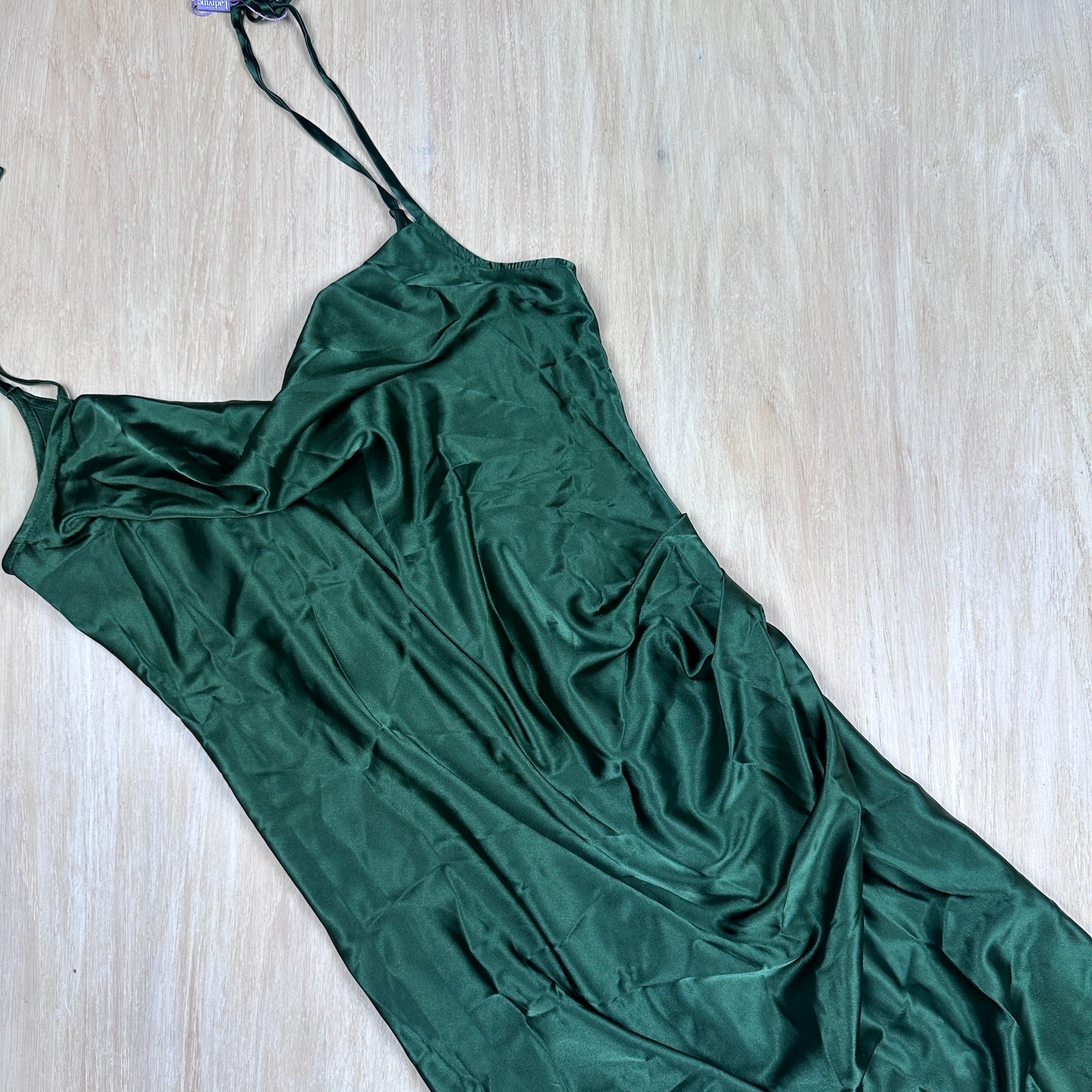 NWT Ladivine by Cinderella Divine Emerald Slim Fit Satin Elegant Midi Dress XL