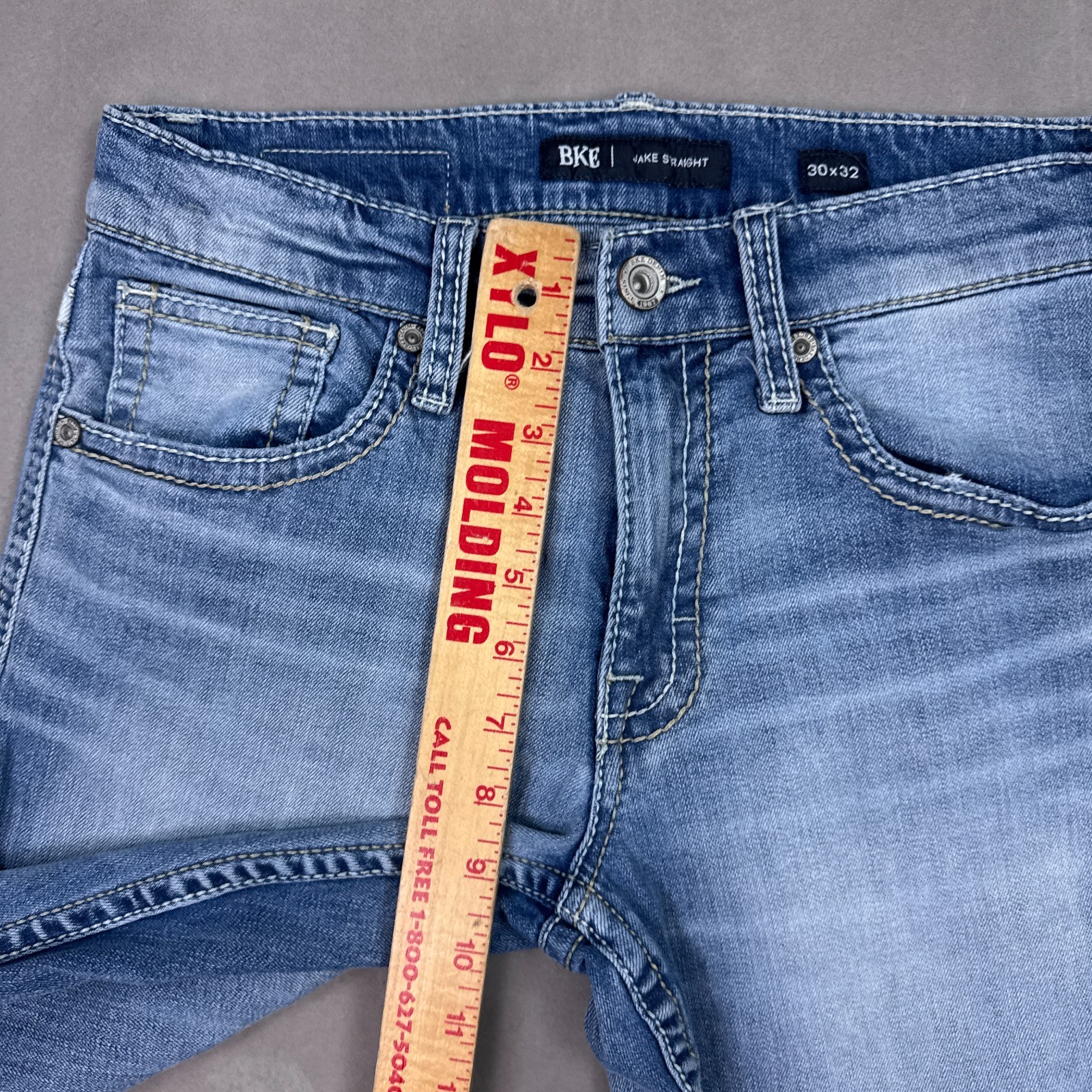 BKE Buckle Jeans Mens 30×32 Blue Jake Denim Pants Washout Faded Stretch Straight