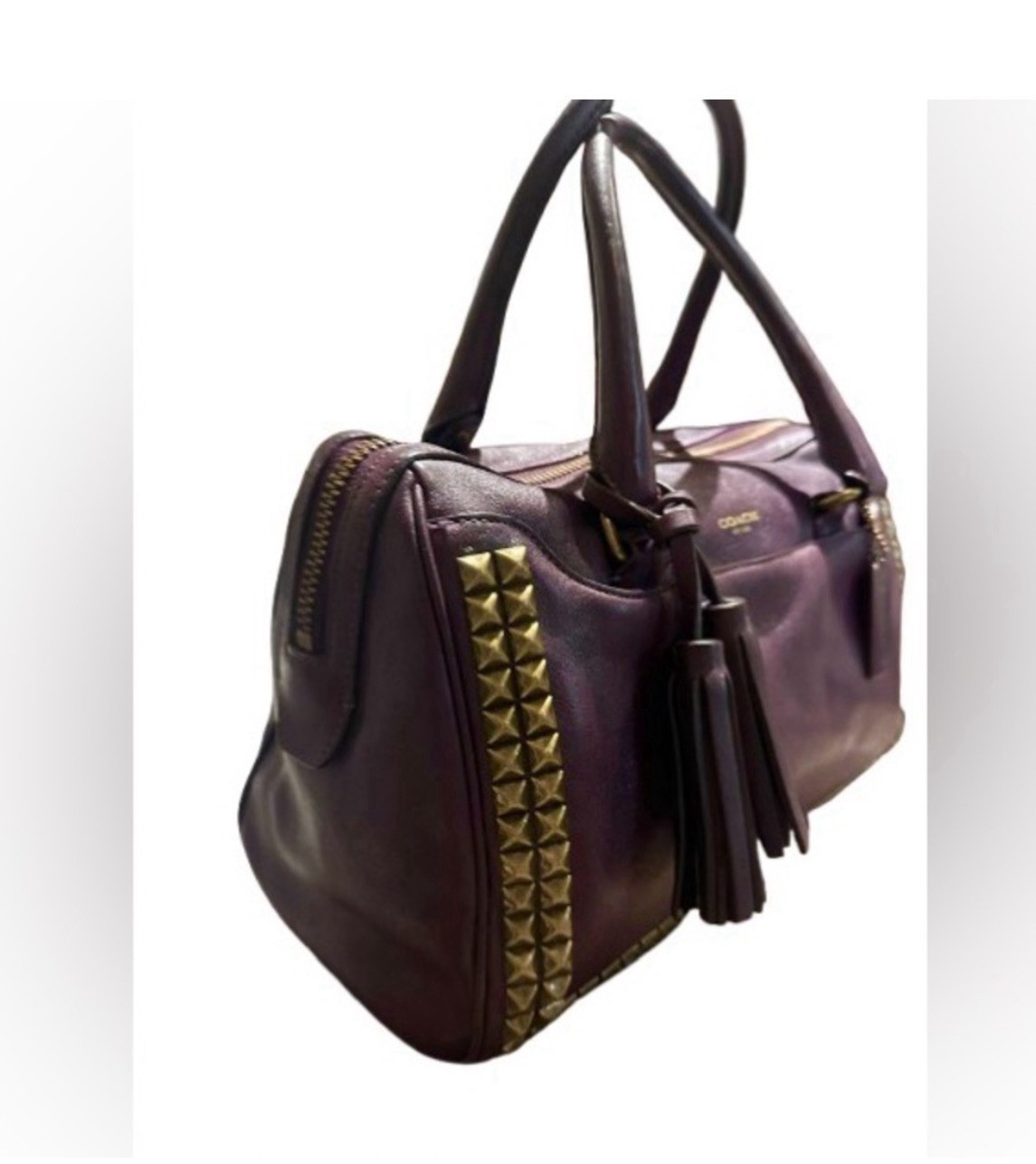 Coach Legacy Studded Satchel/ Haley Bag with Tassel and Original Dust Bag