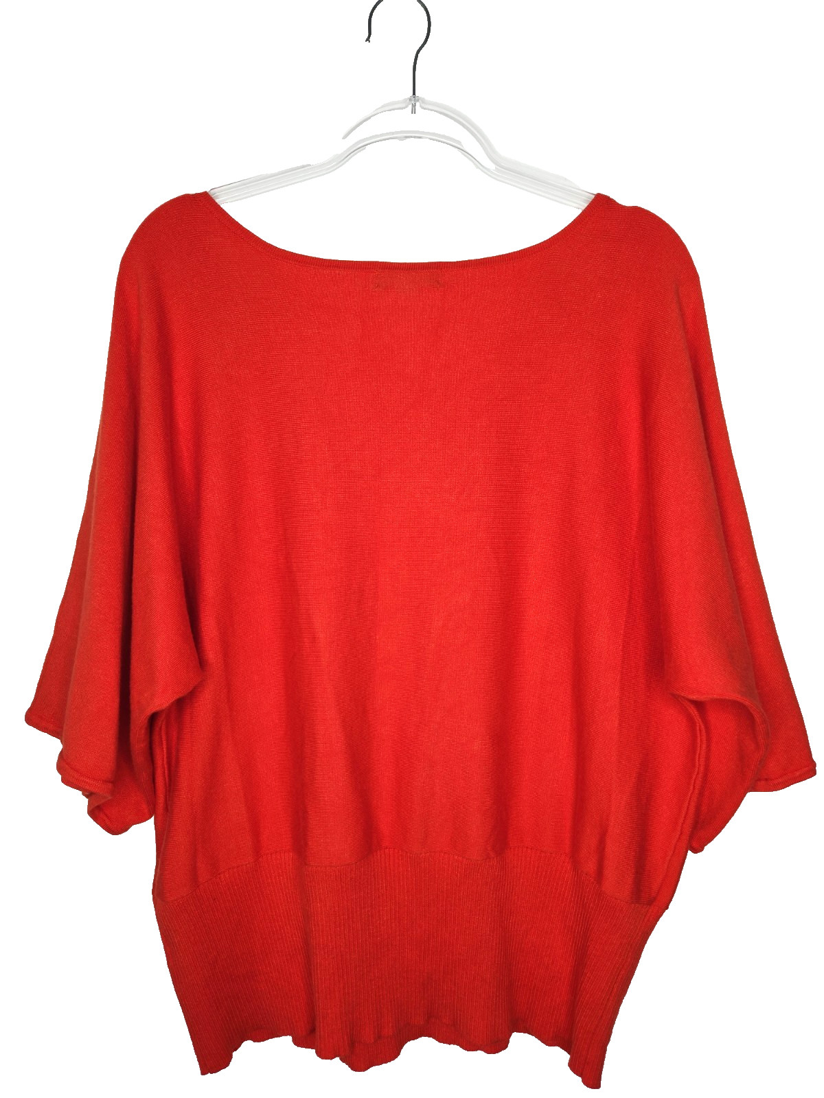 Spense Woman Orange Knit Top Size 1X Dolman Sleeves Ribbed Hem Comfortable
