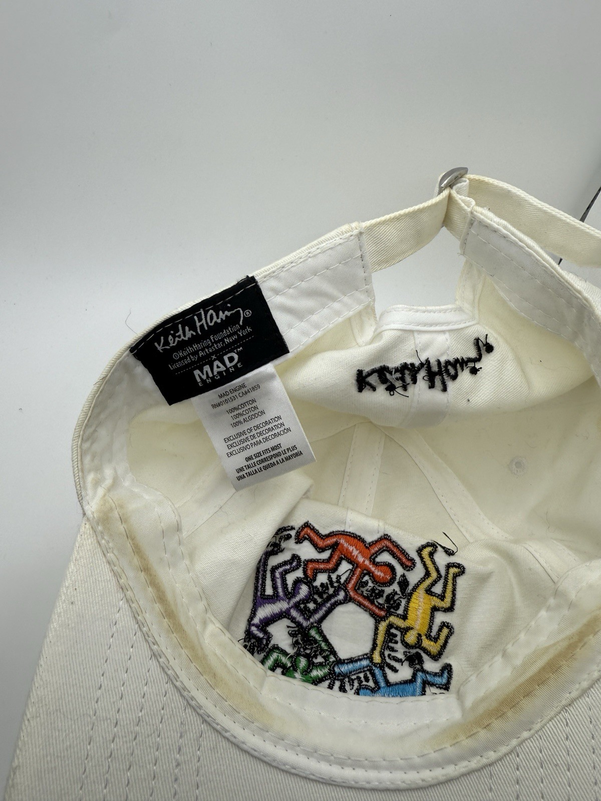 Keith Haring Hat Mens Strapback White Colorful One Size Mad Engine Art Artist