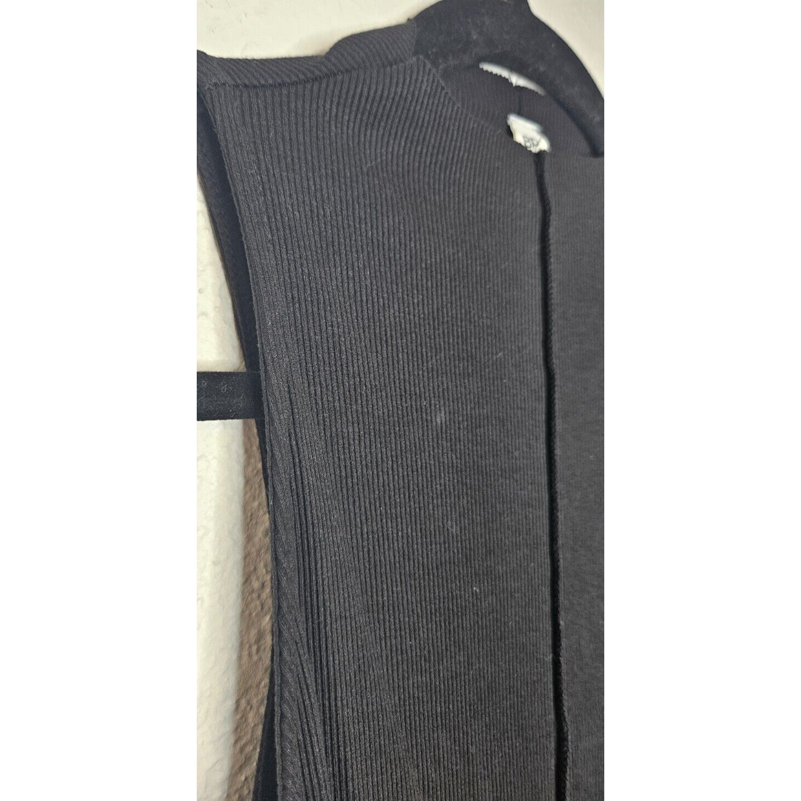 BP Womens Front Seam Bodysuit Small Black Ribbed Knit Sleeveless Funnel Neck Top