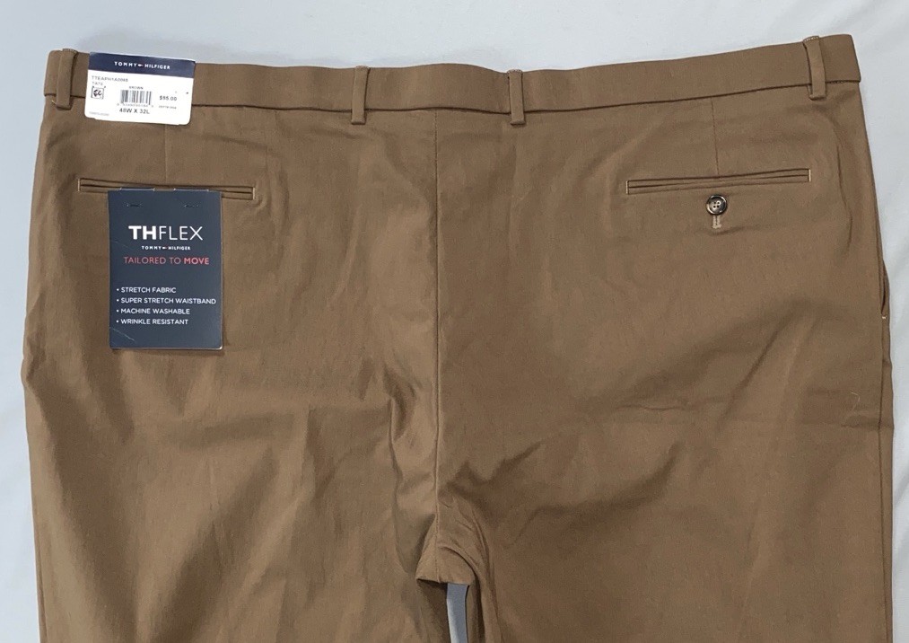 Tommy Hilfiger THFlex ‘Tate’ Flat Front Chino Pants. Brown, Men’s 48X32. NWT $95
