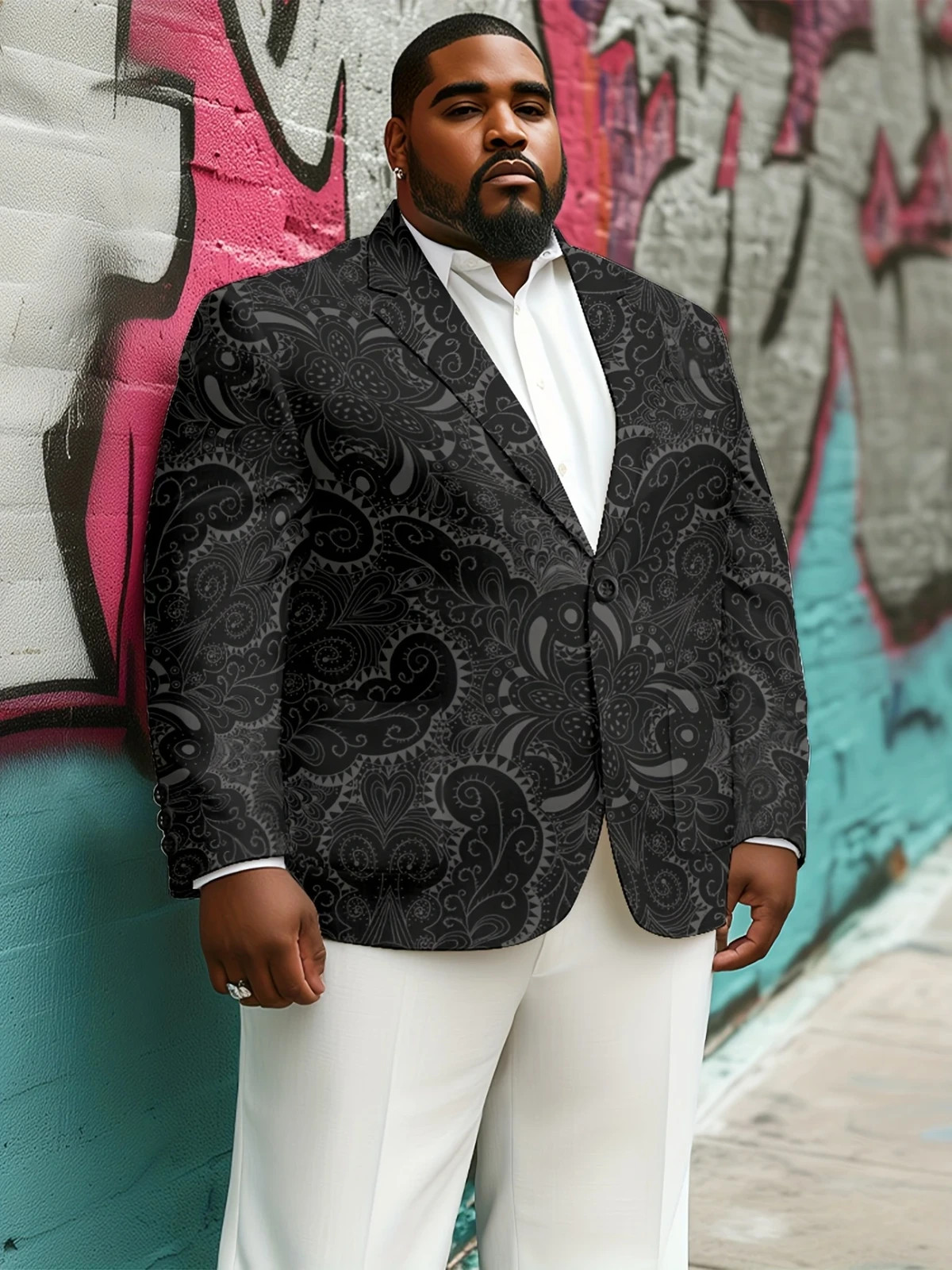Men’s Two Button Slim Fit Blazer Jacket Nightclub Wear Wedding Printed Leisure