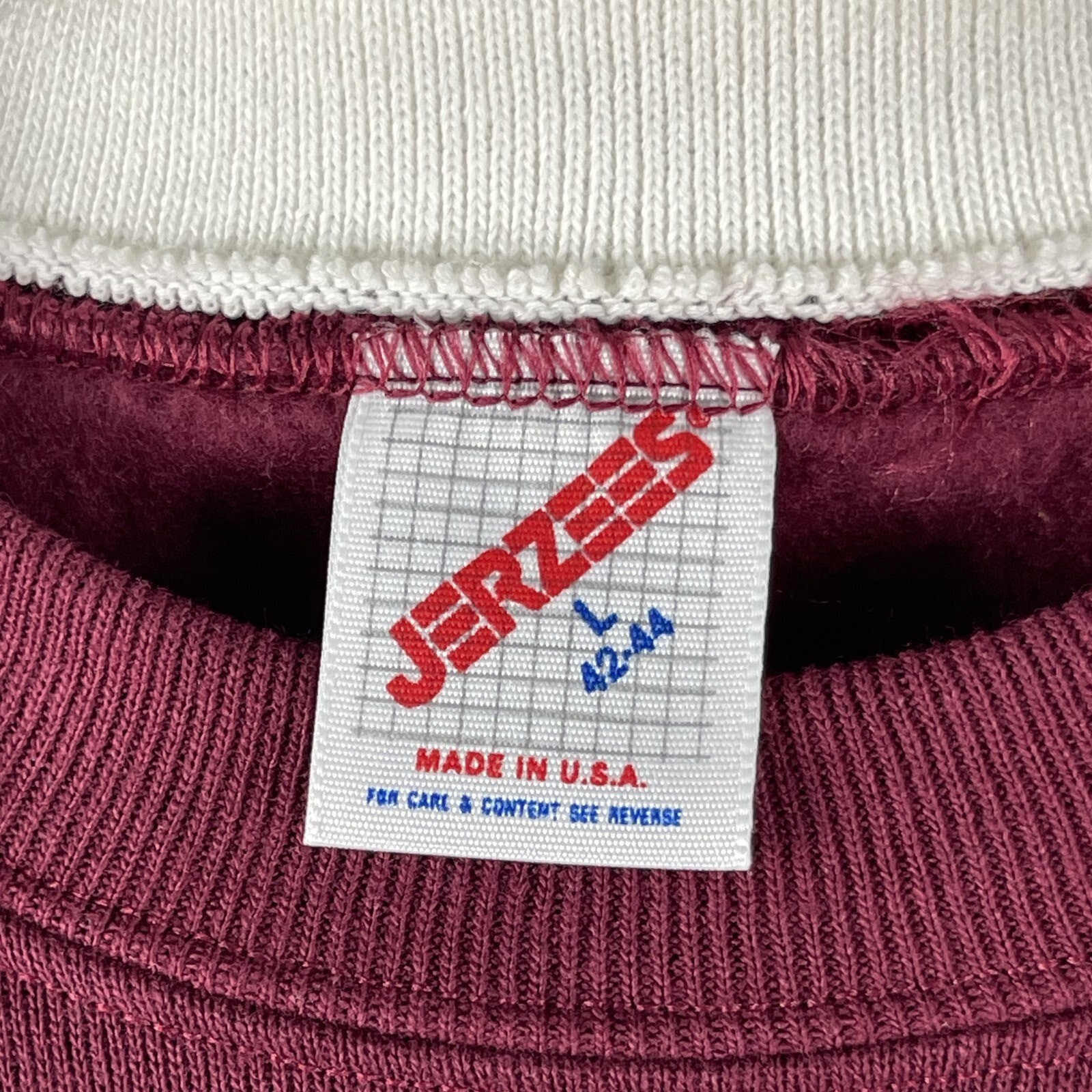 VTG Jerzees Sweatshirt Adult Large Burgundy Collared Preppy Academia USA 90s NWT