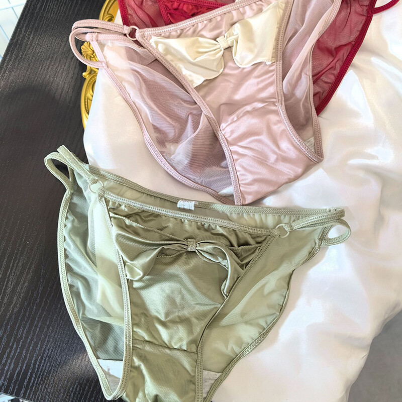 6pcs Lot Sexy Womens Satin Panties Lingeries Cute Bow Bikinis Ladies Underwear