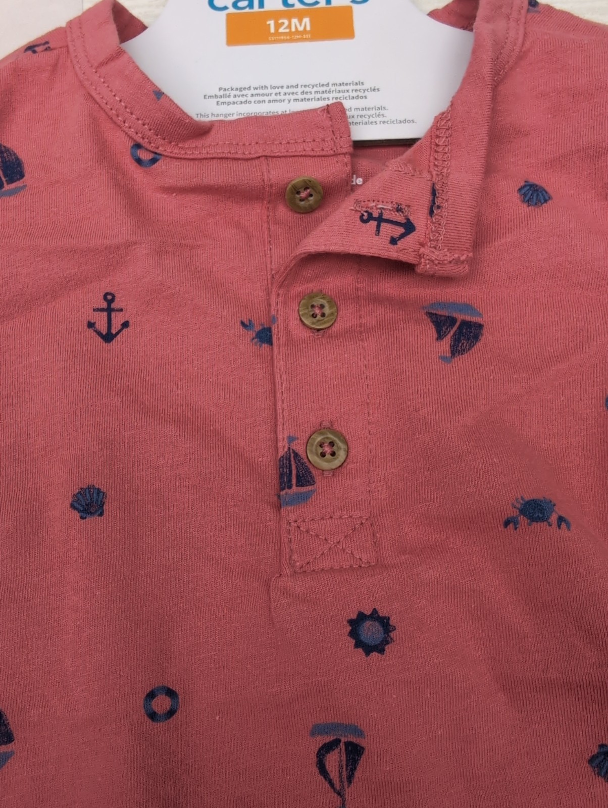 NWT Carter’s Baby Boy Red/Sailing Romper 12M BR0