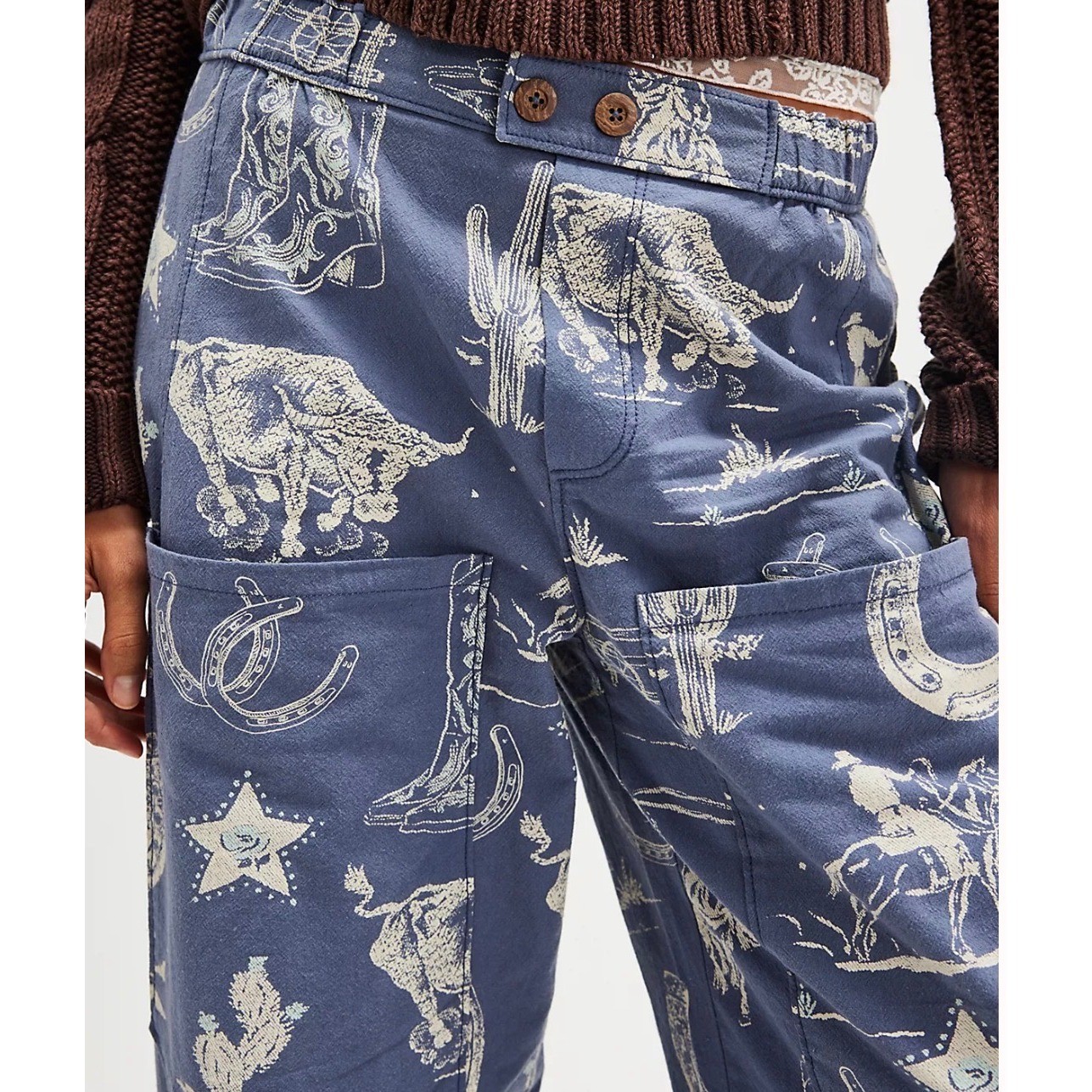 Free People Seaside Pull On Rodeo Indigo Wide Leg Pants – Small