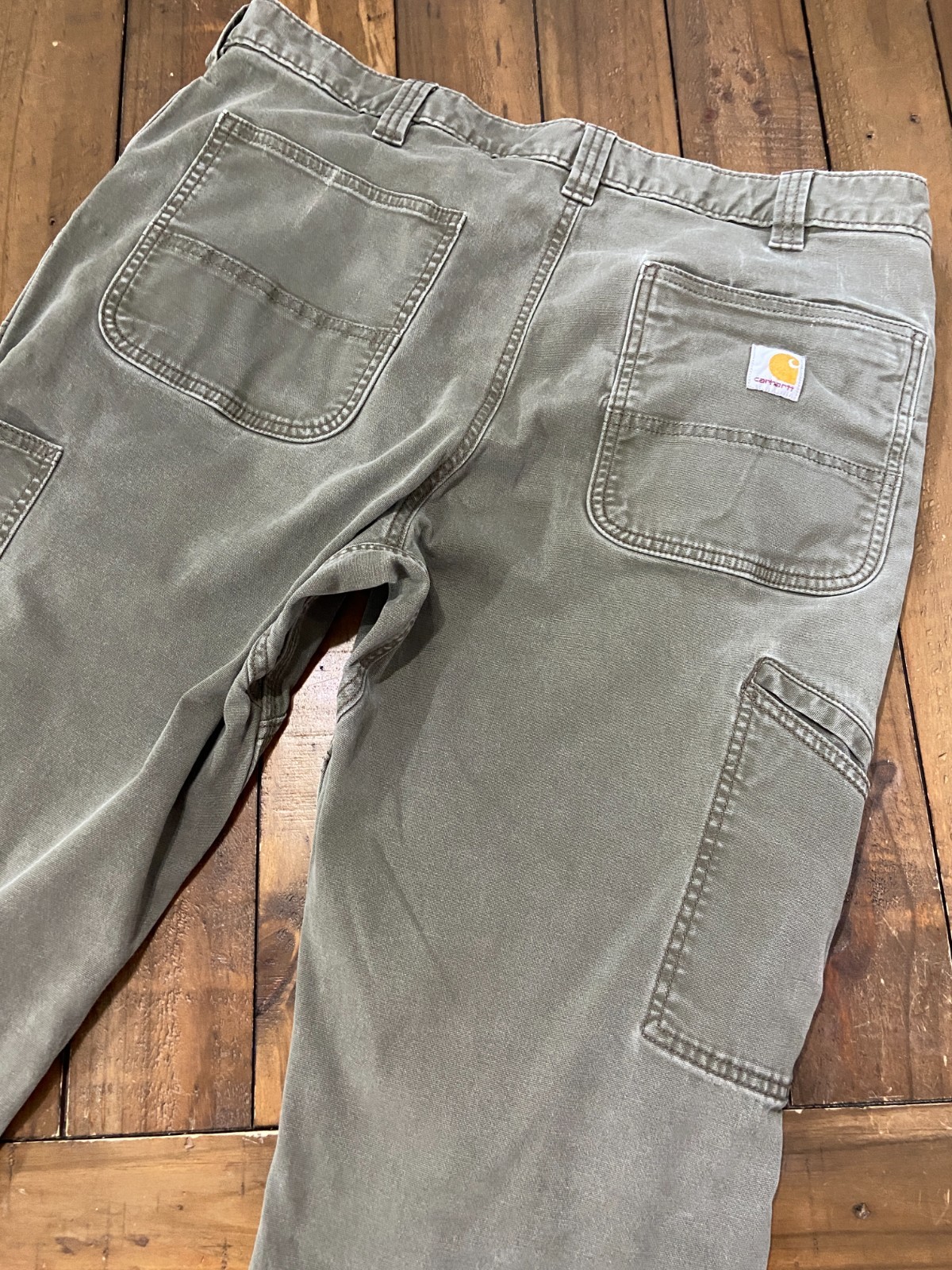 Carhartt 102802 Tarmac Gray Rugged Flex Double Front Pants 38×32 Distressed