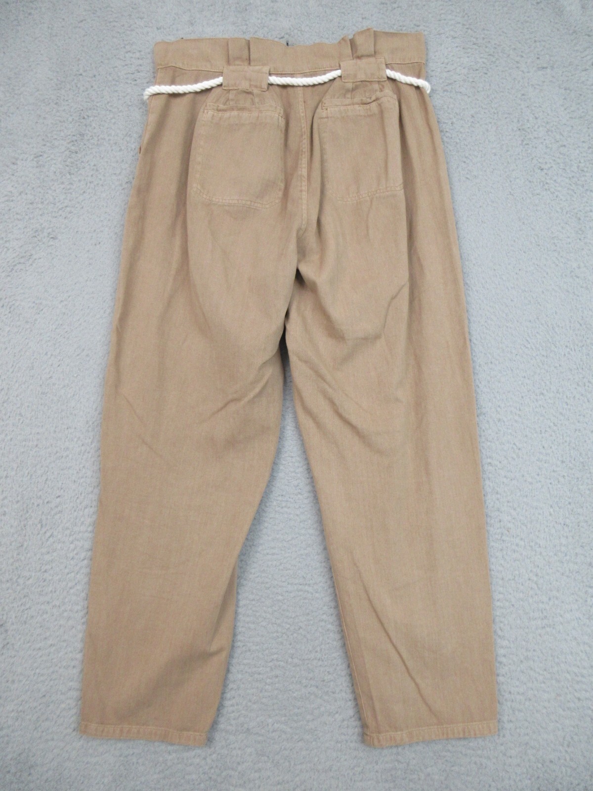 Blank NYC Pants Womens L Tan Paperbag Waist Rope Belt Coastal Beachy Boho Casual