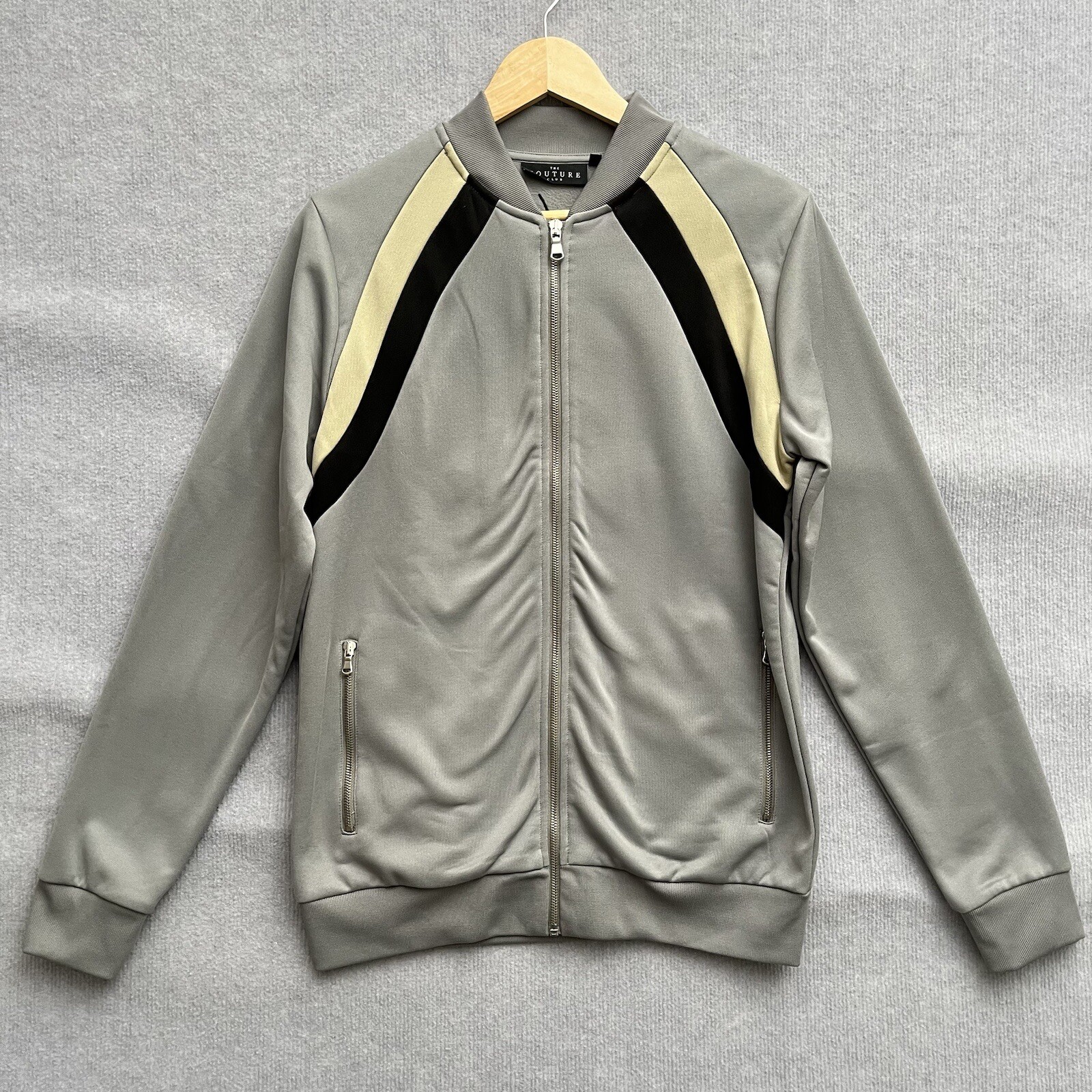 The Couture Club Track Jacket Men’s M Black Grey Panel Zip Streetwear